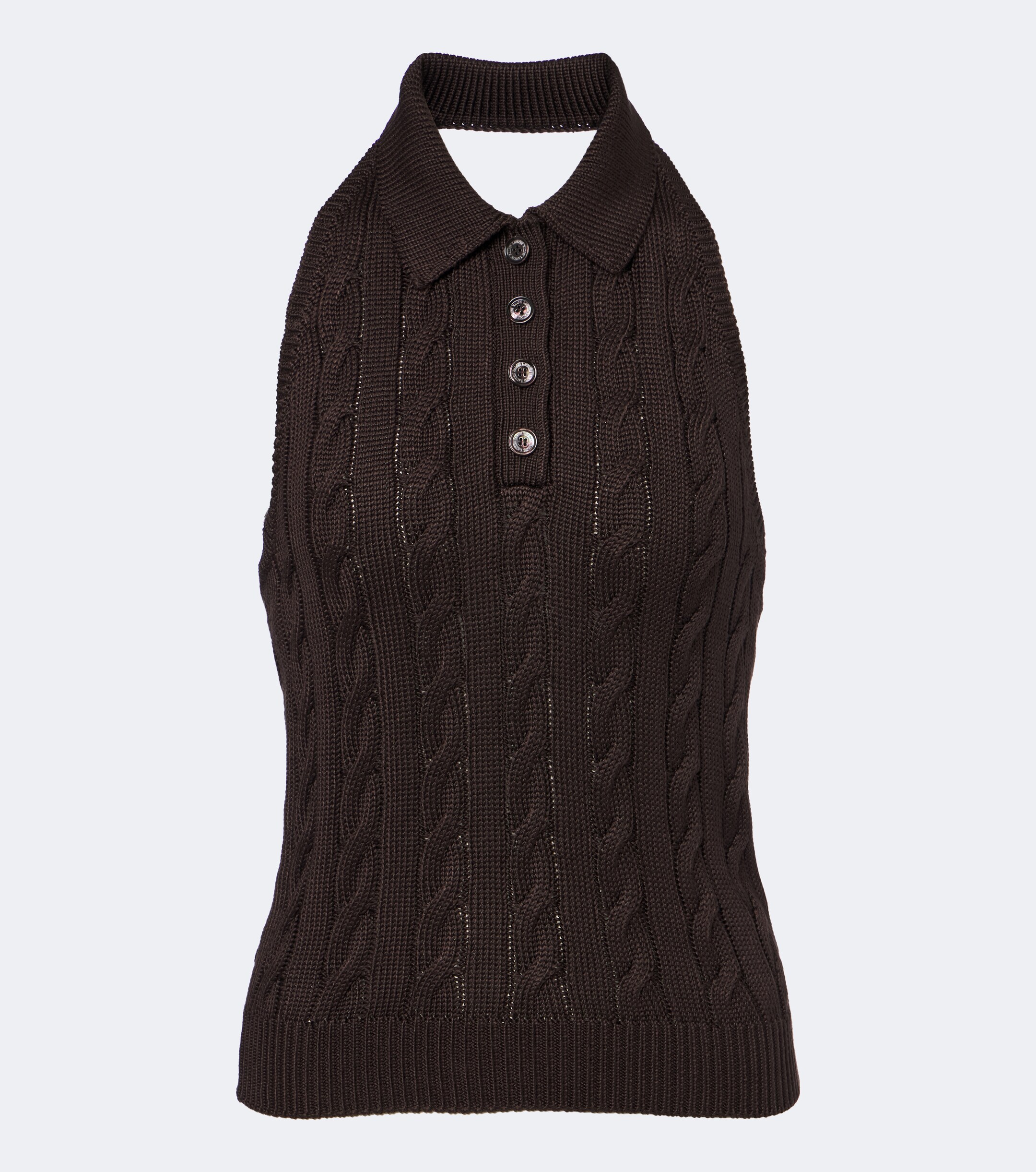 Ralph Lauren Collection Ralph Lauren Collection Cable-knit silk halterneck top