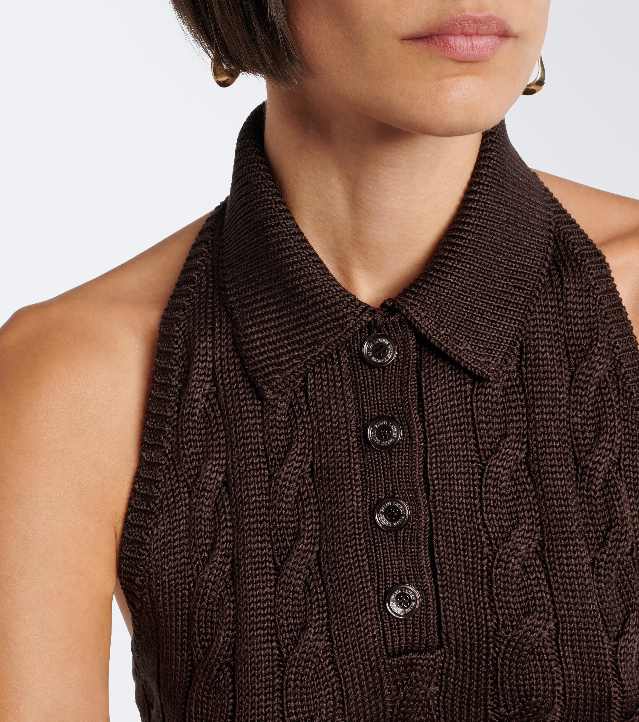 Ralph Lauren Collection Ralph Lauren Collection Cable-knit silk halterneck top