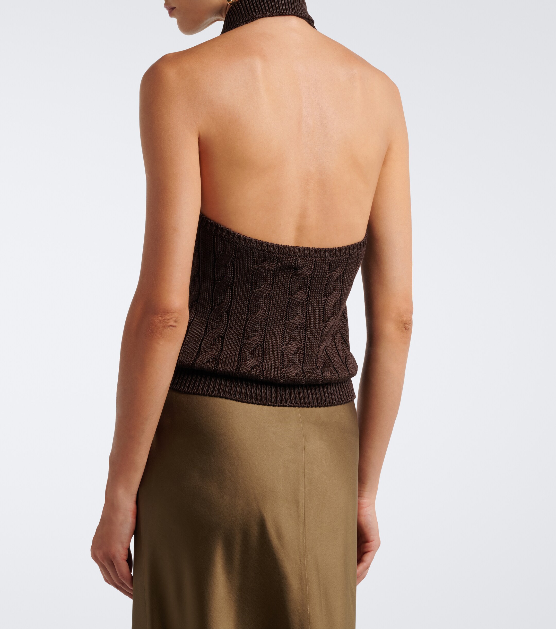 Ralph Lauren Collection Ralph Lauren Collection Cable-knit silk halterneck top
