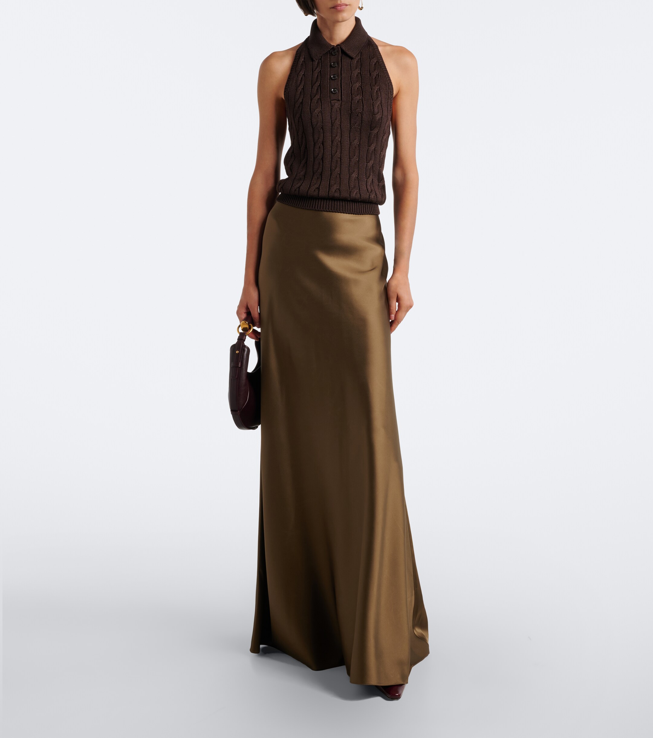 Ralph Lauren Collection Ralph Lauren Collection Cable-knit silk halterneck top