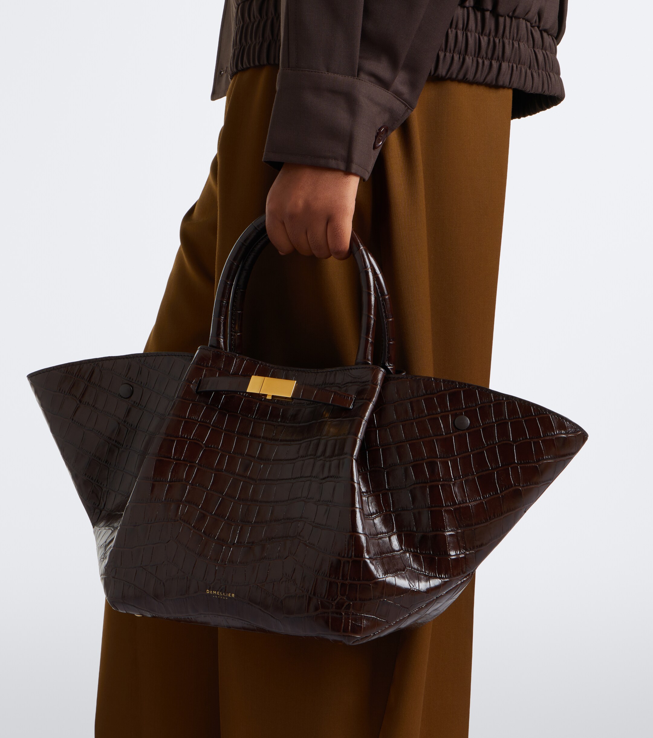 DeMellier New York Midi croc-effect leather top-handle bag thumbnail