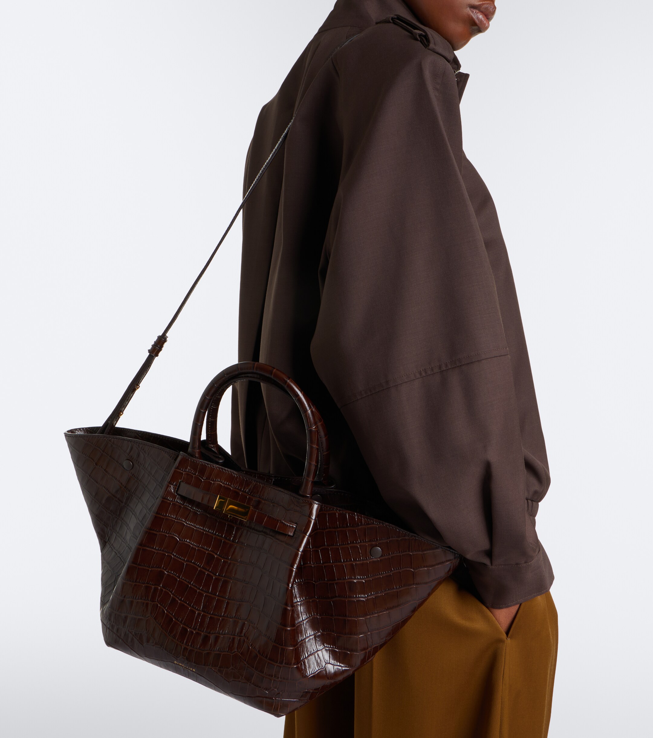 DeMellier New York Midi croc-effect leather top-handle bag thumbnail