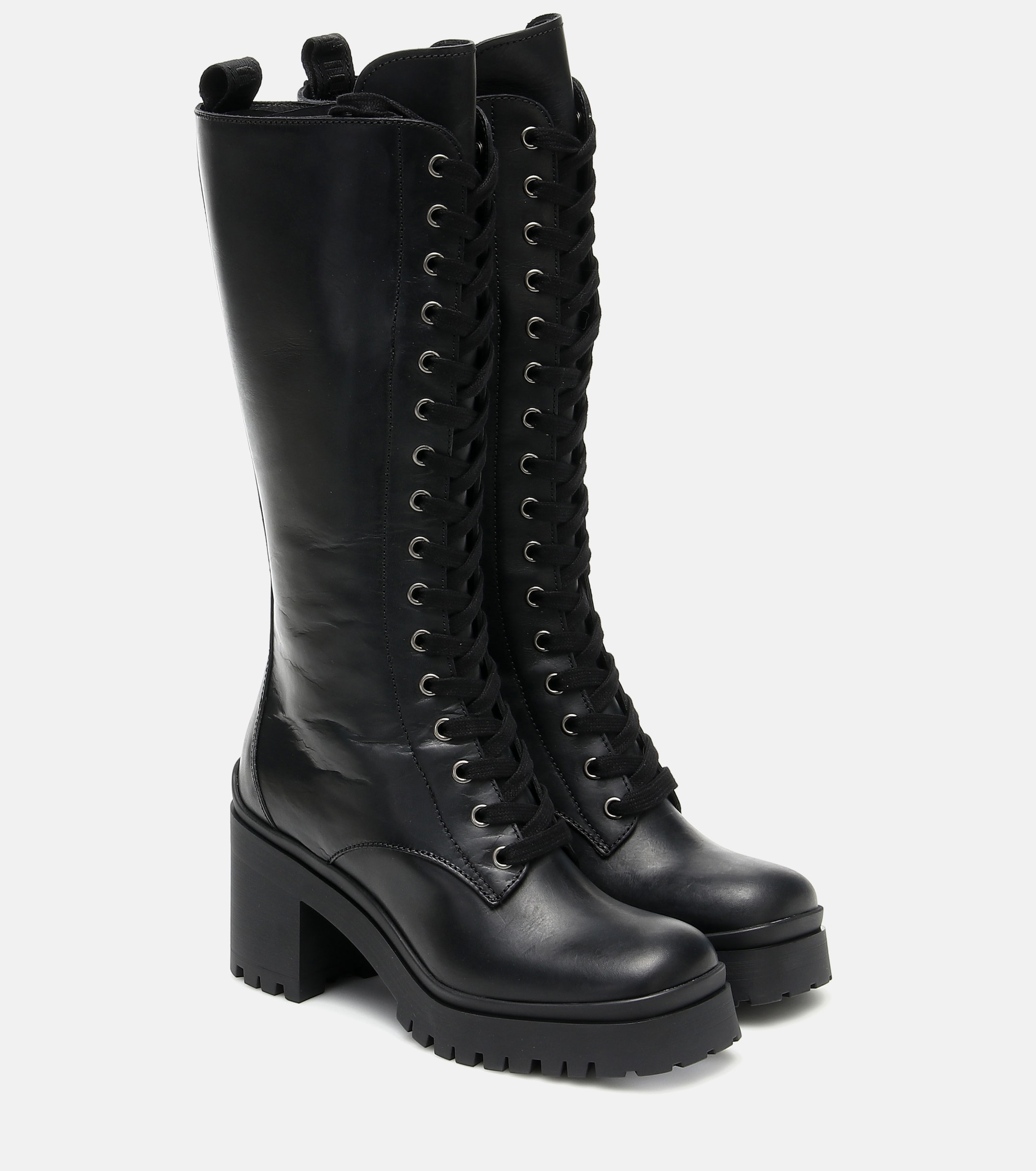 Miu Miu - Leather knee-high boots | Plush