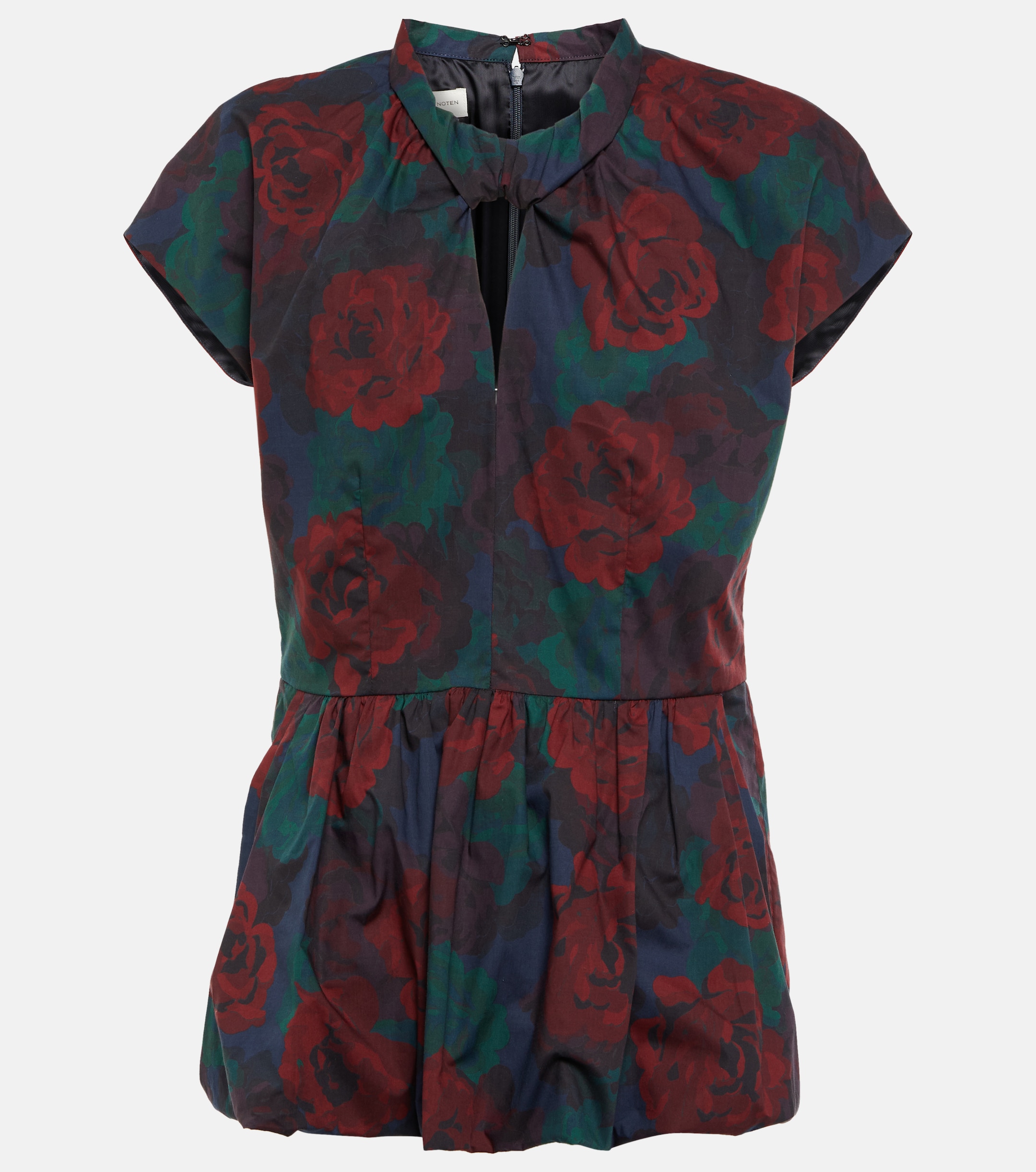 Dries Van Noten Floral peplum cotton poplin top
