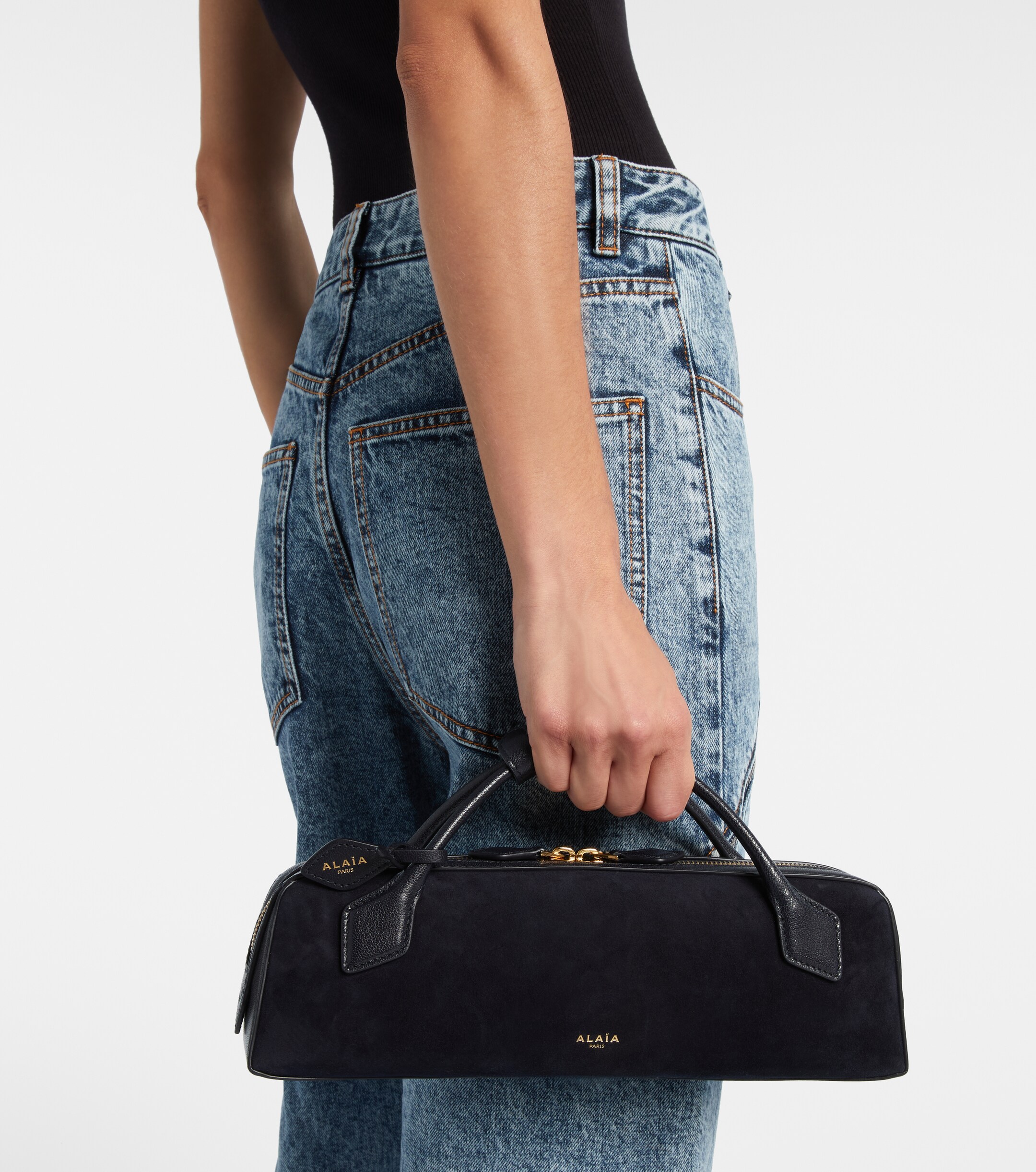 Alaïa Le Teckel Small suede clutch