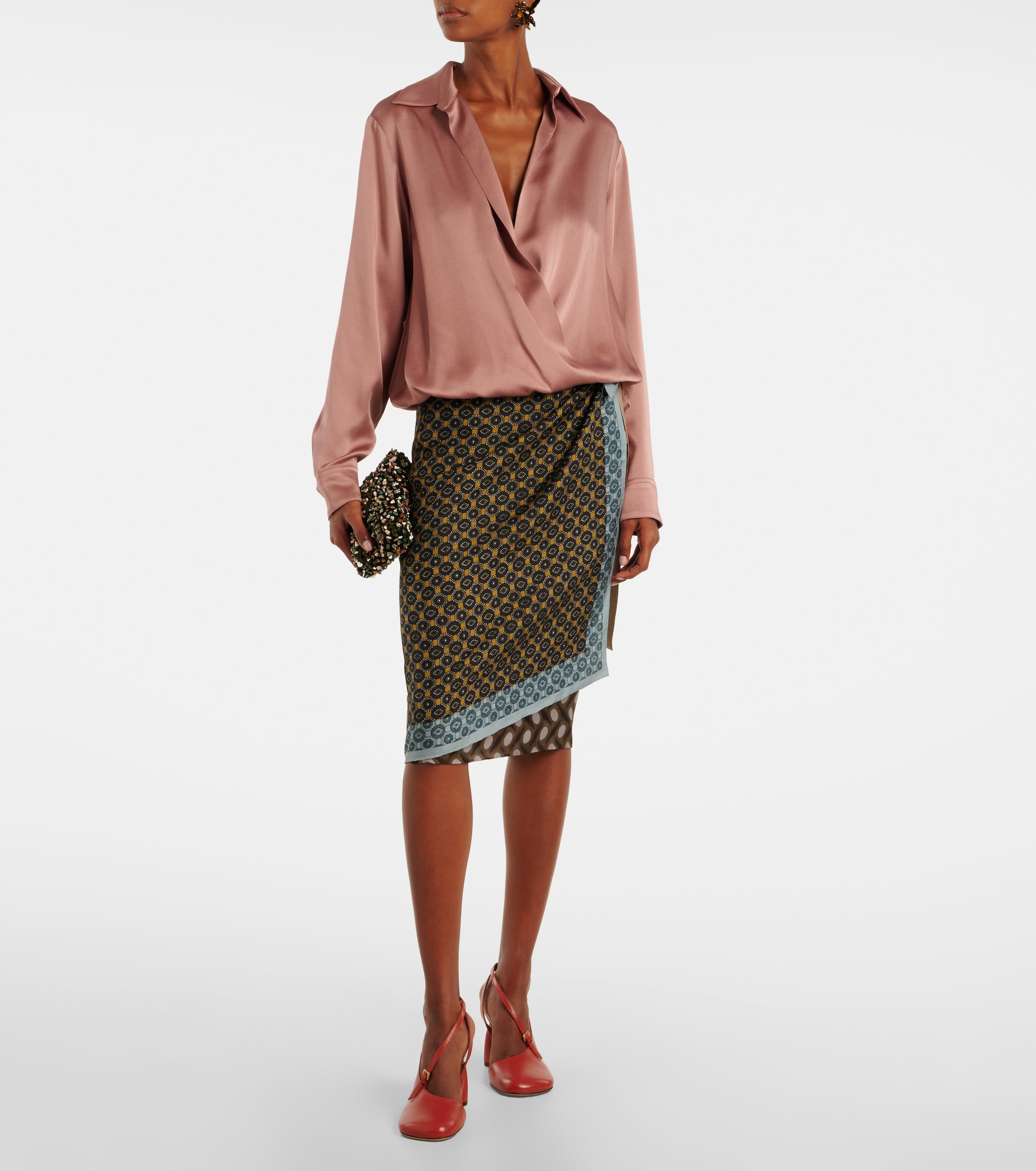 定価以下24th deres Floren floating wrapskirt Dries Van Noten - Printed silk wrap skirt | Plush