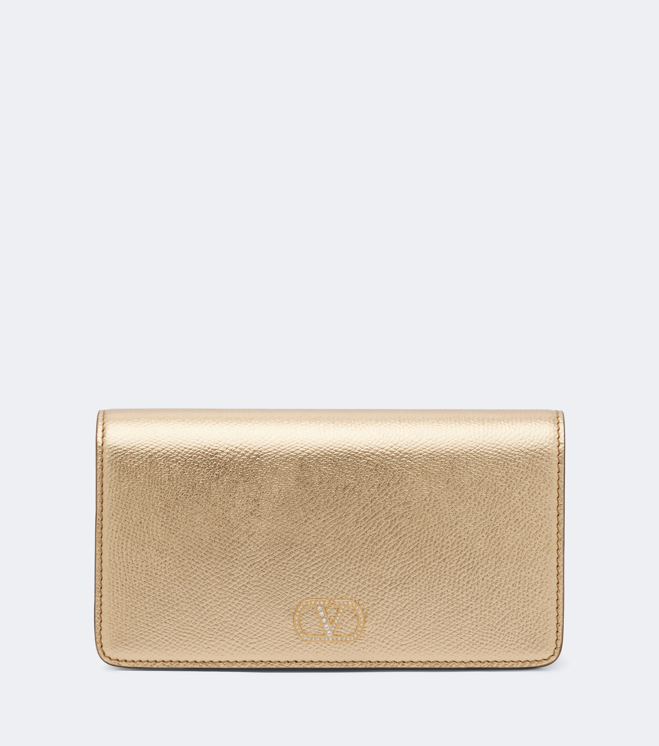 Valentino Garavani VLogo Mini metallic leather clutch