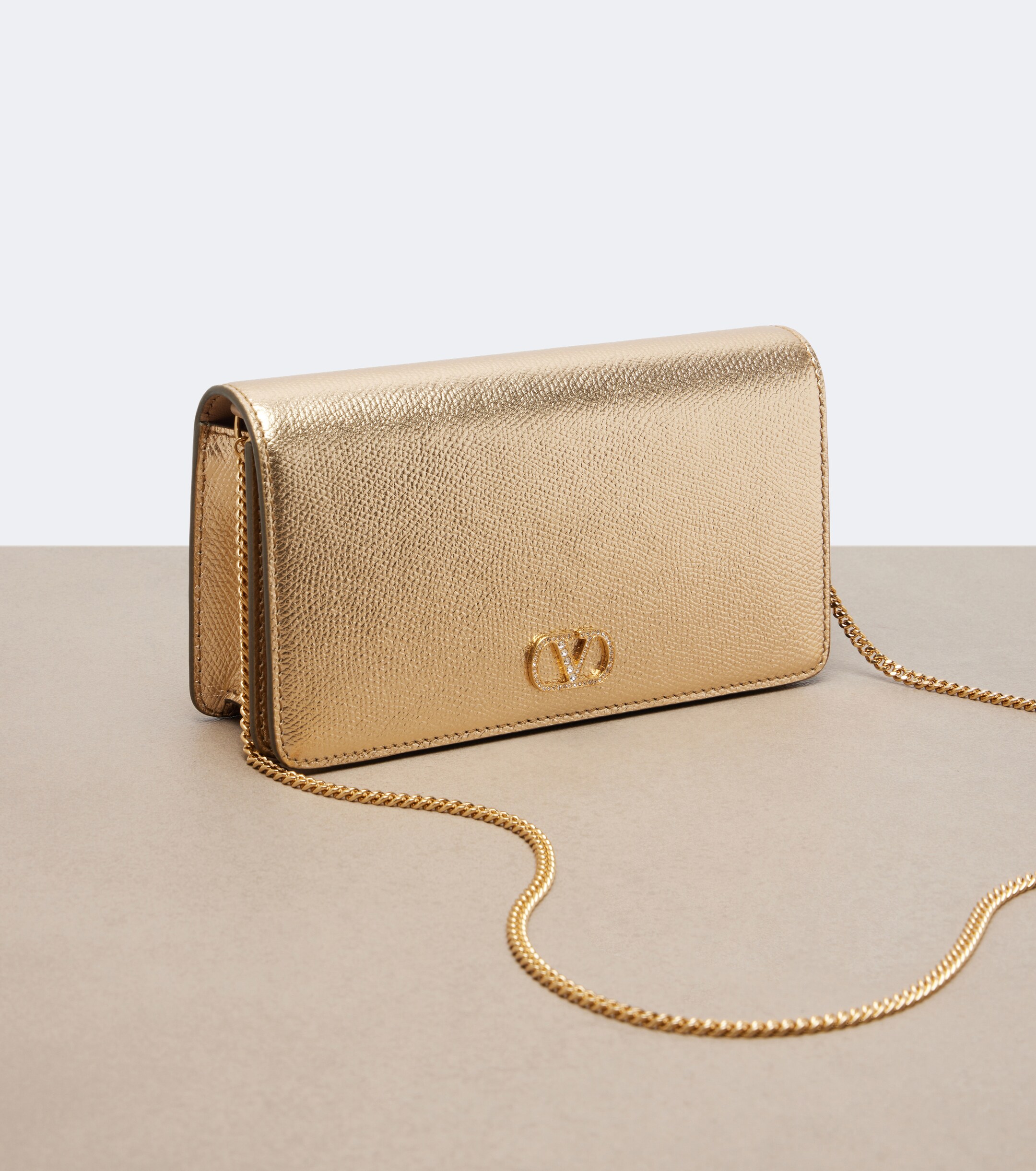 Valentino Garavani VLogo Mini metallic leather clutch thumbnail