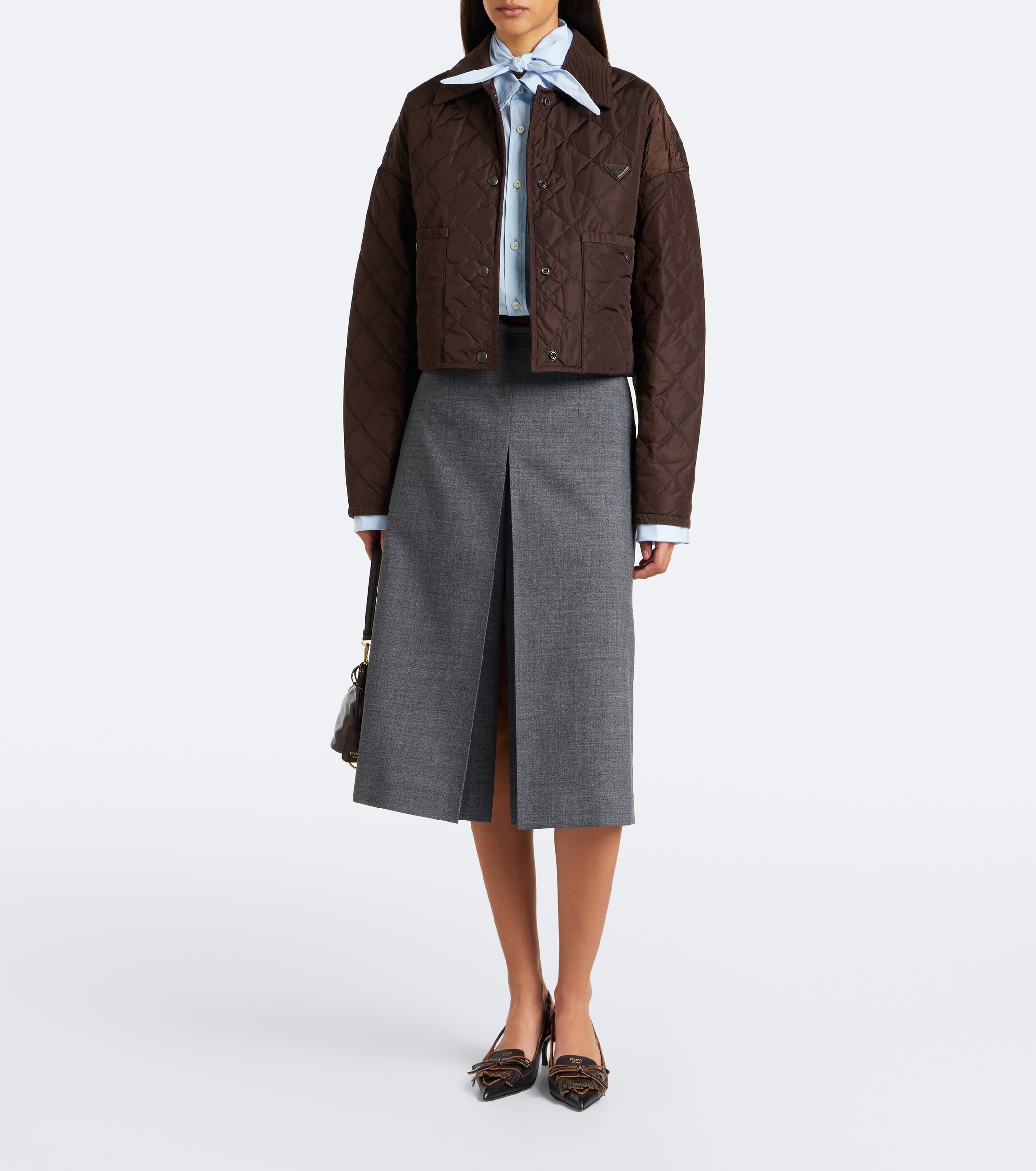 Prada Prada Re-Nylon corduroy-trimmed cropped jacket