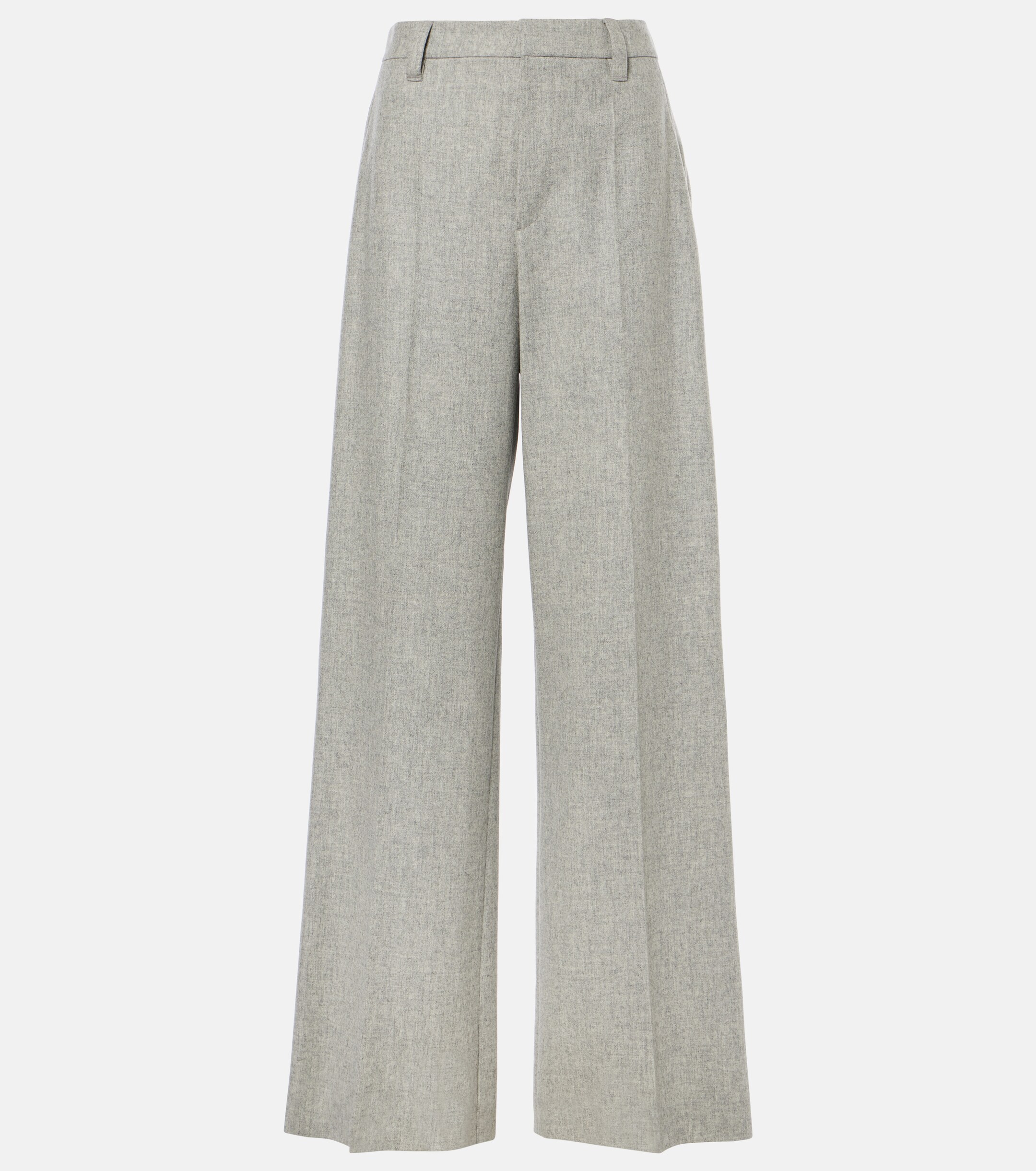 Brunello Cucinelli Wool and cashmere flannel wide-leg pants