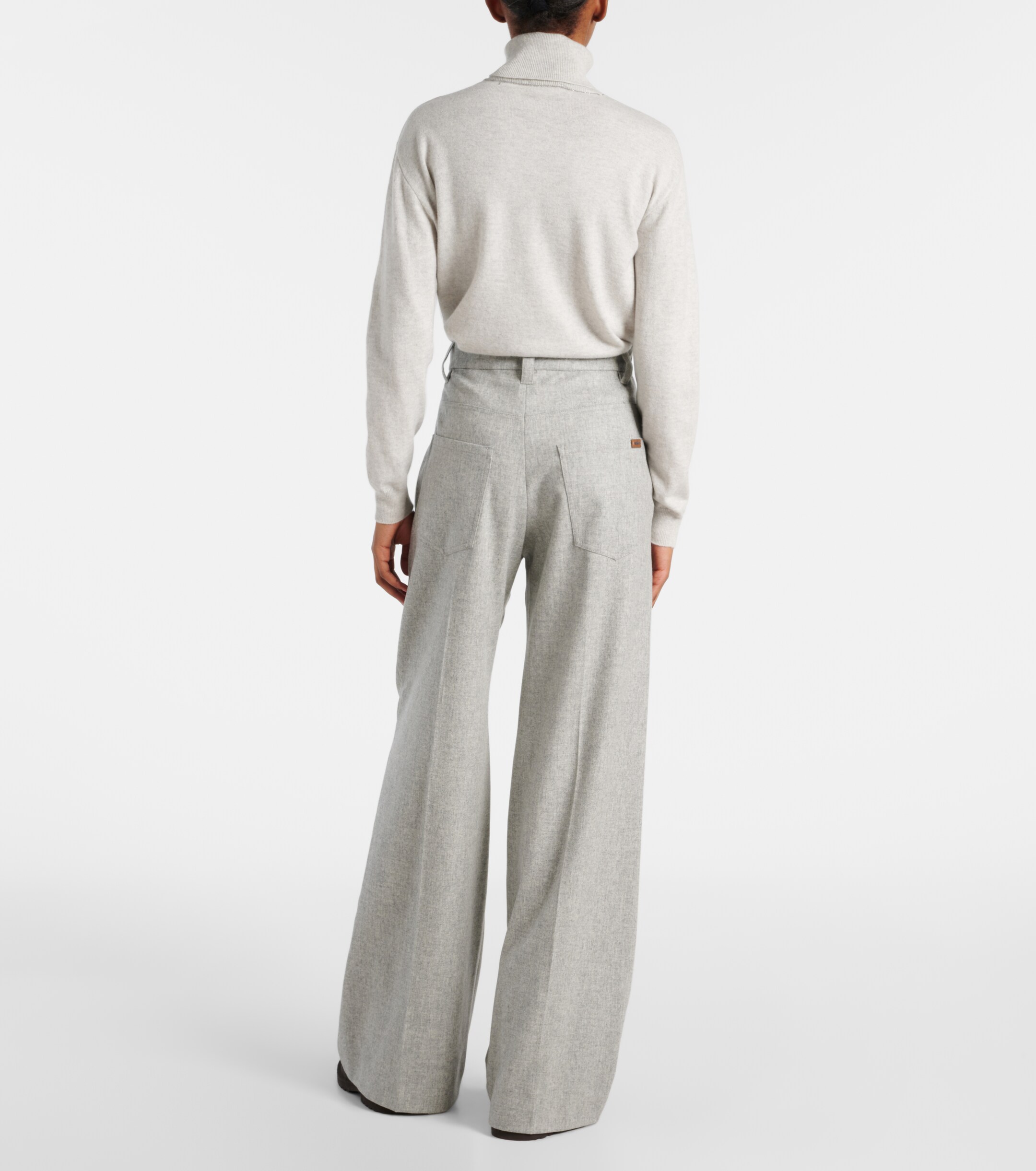 Brunello Cucinelli Wool and cashmere flannel wide-leg pants