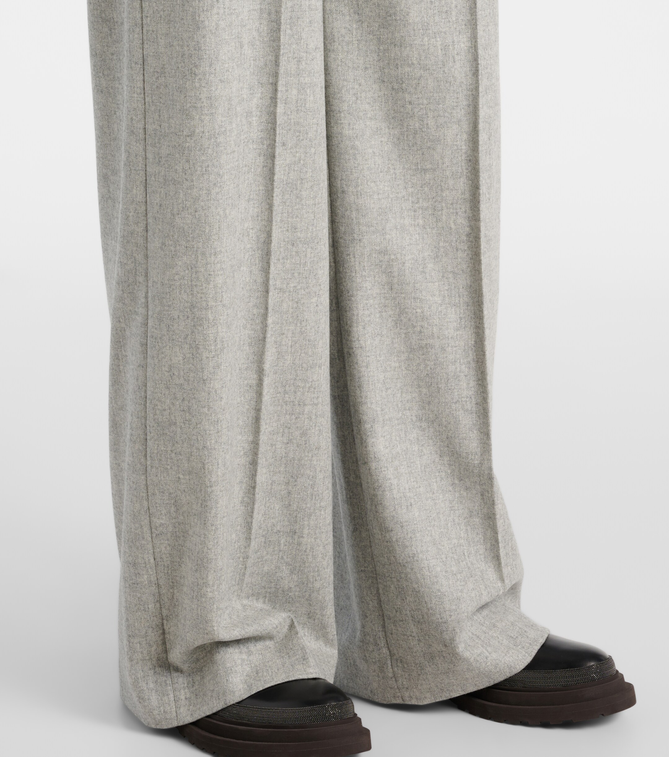 Brunello Cucinelli Wool and cashmere flannel wide-leg pants