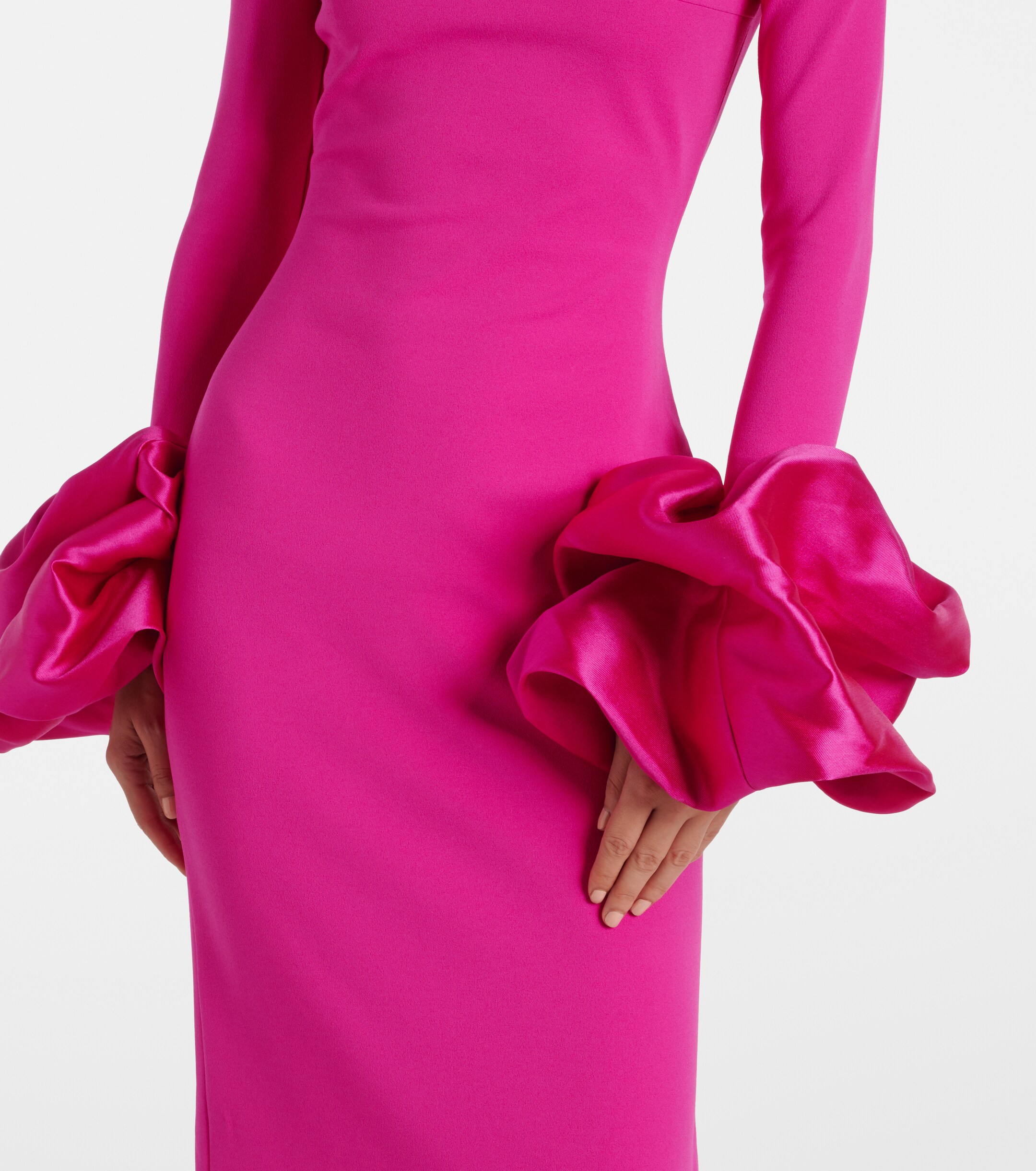 Solace London Viviana satin-trimmed crêpe gown