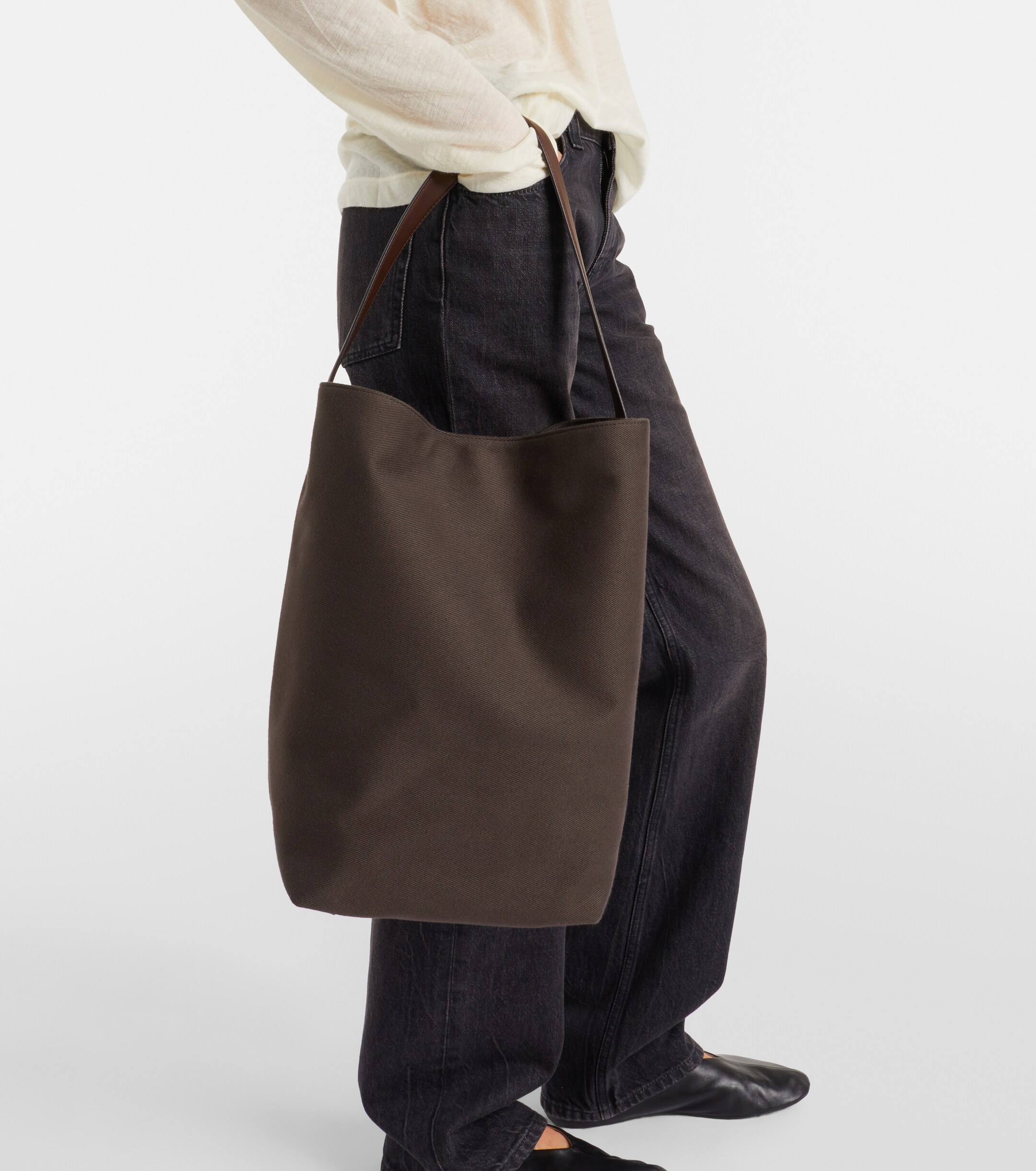 The Row N/S Park Large canvas and leather tote bag