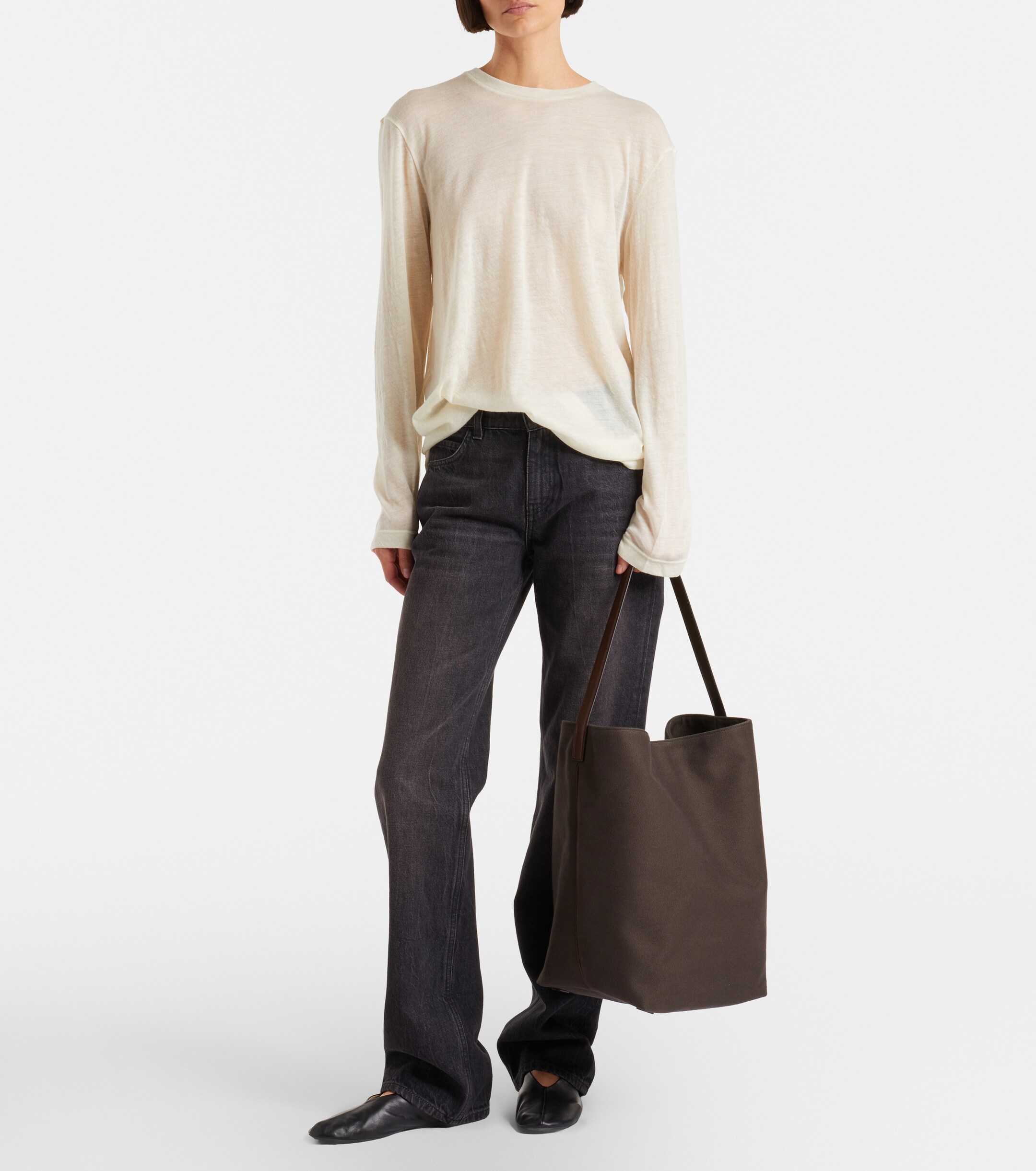 The Row N/S Park Large canvas and leather tote bag