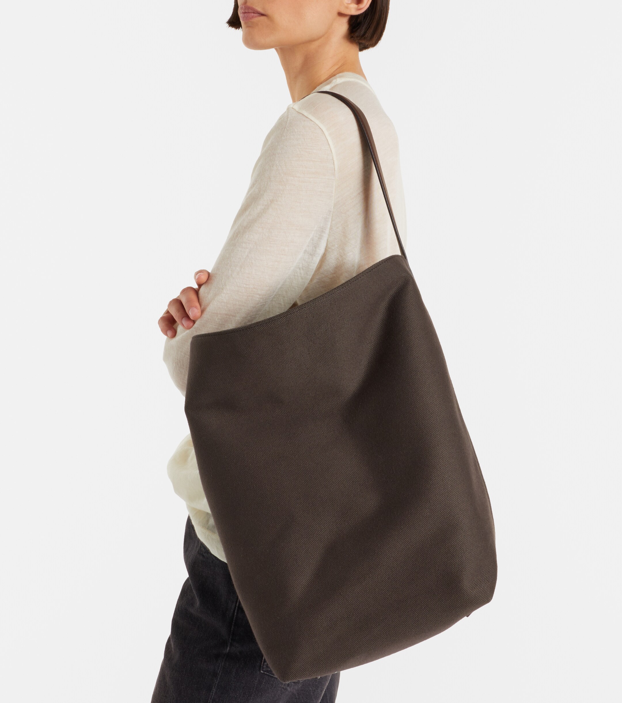 The Row N/S Park Large canvas and leather tote bag