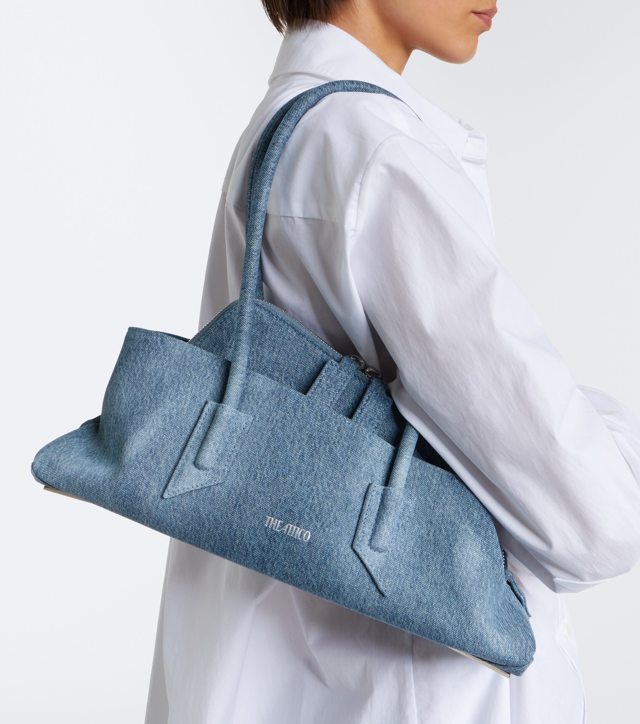 THE ATTICO La Passeggiata Small denim shoulder bag
