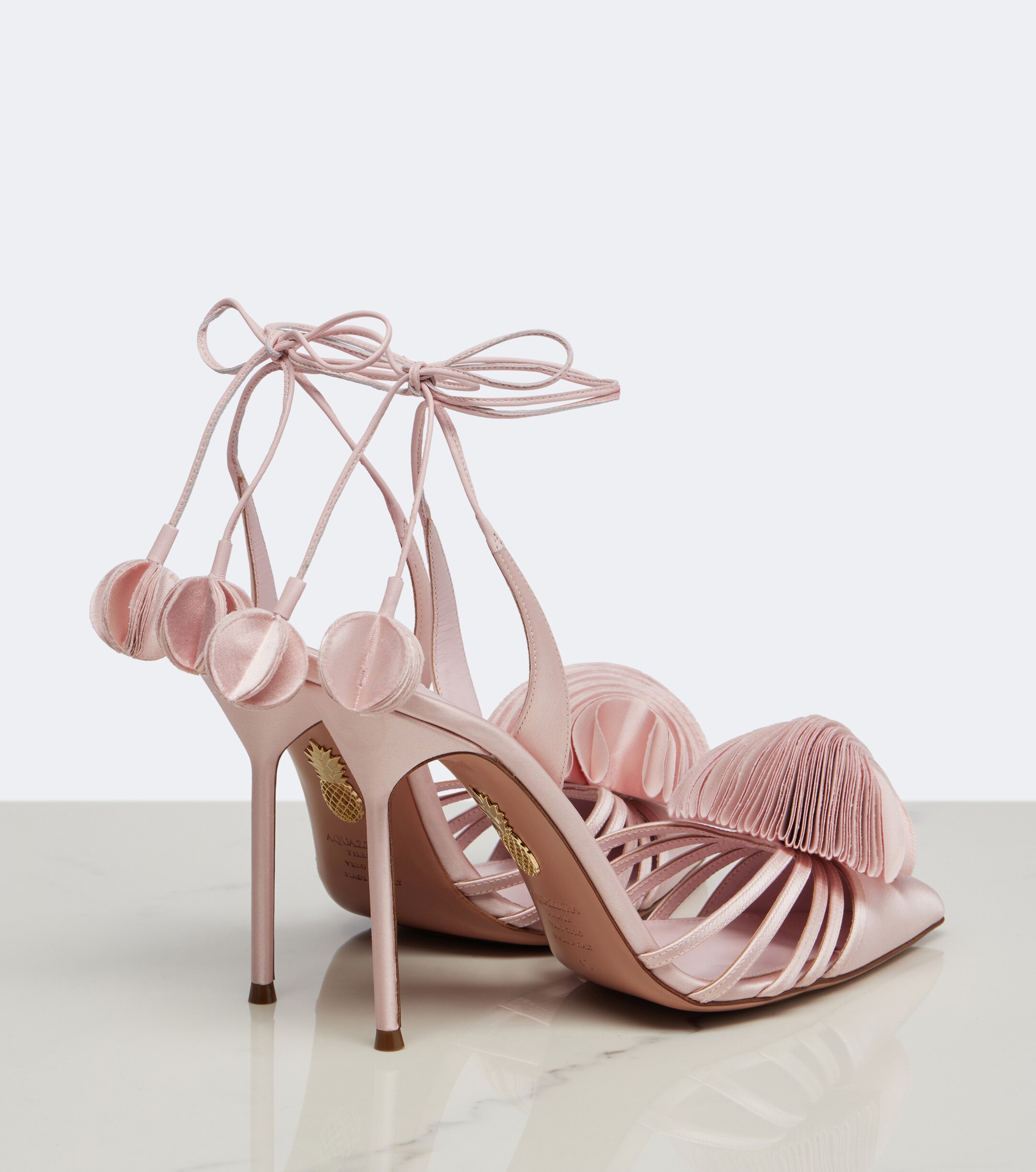 AQUAZZURA Aquazzura Wild Bloom floral-appliqué satin mules
