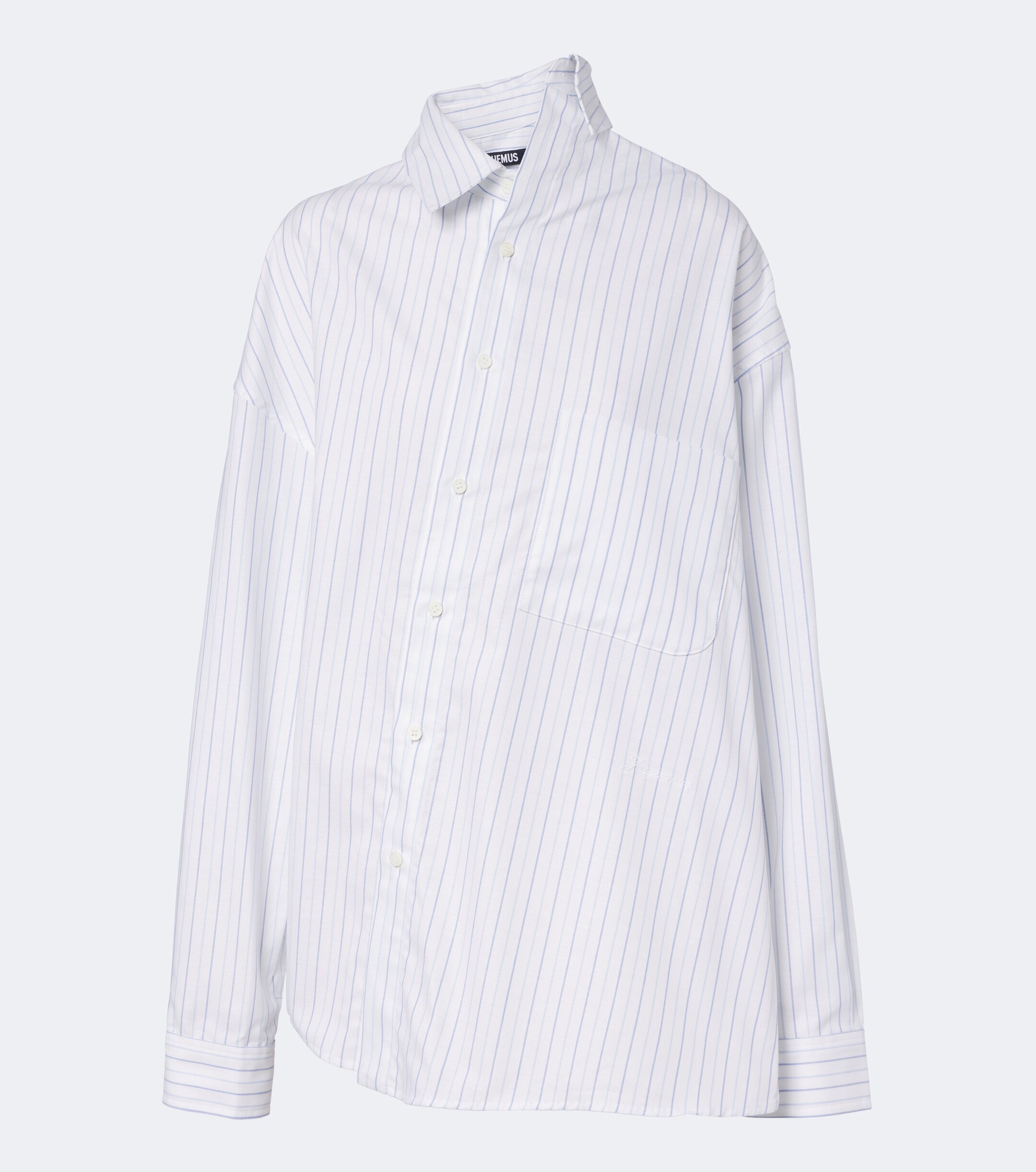 Jacquemus Jacquemus Cuadro asymmetric striped cotton shirt