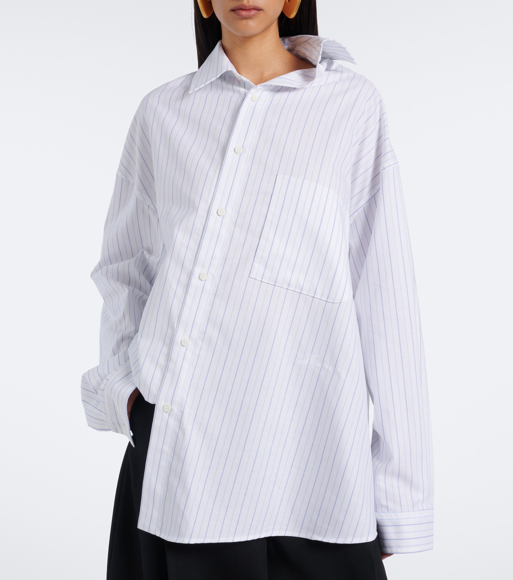 Jacquemus Jacquemus Cuadro asymmetric striped cotton shirt