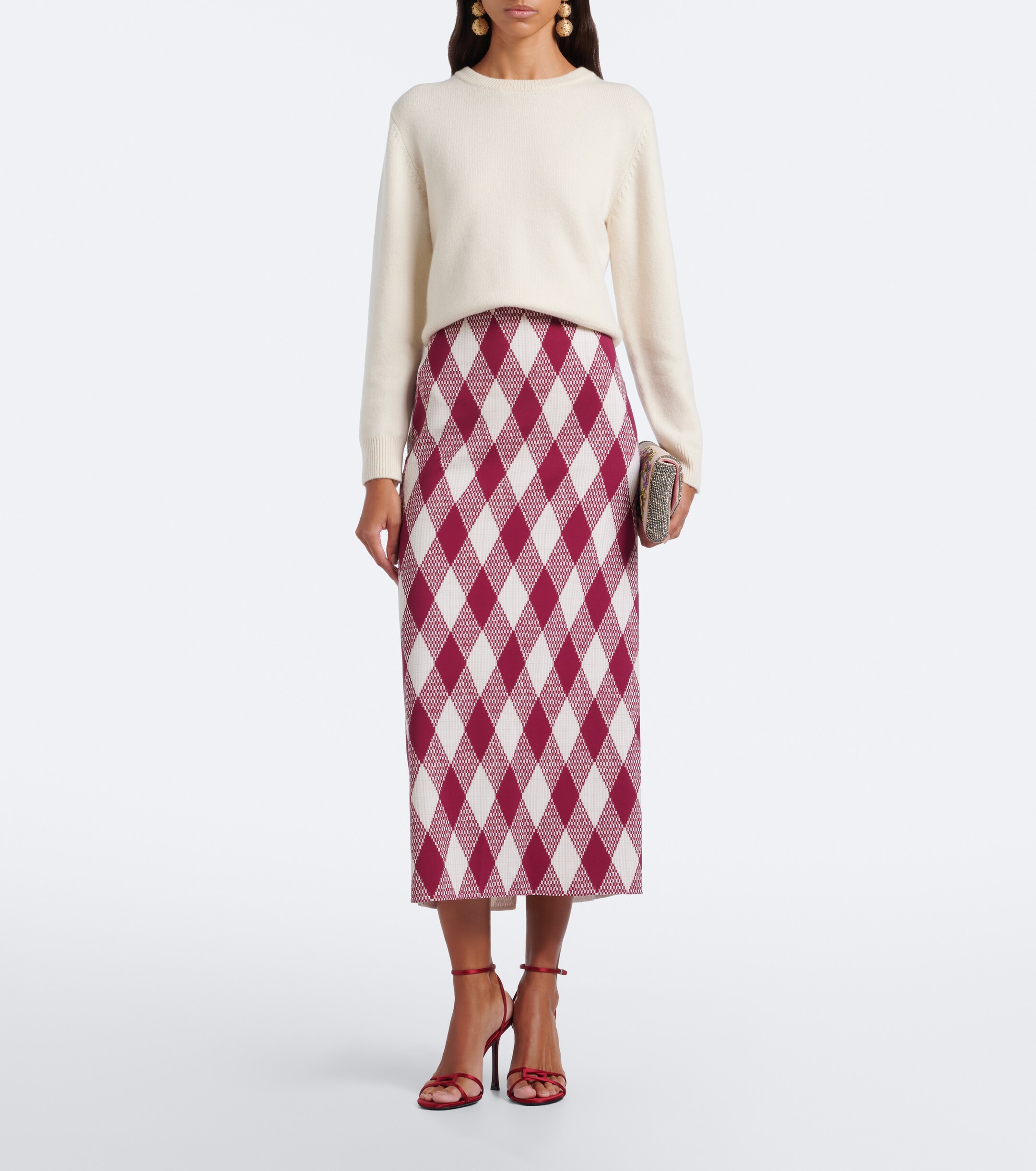 Oscar de la Renta Oscar de la Renta Argyle wool-blend pencil skirt