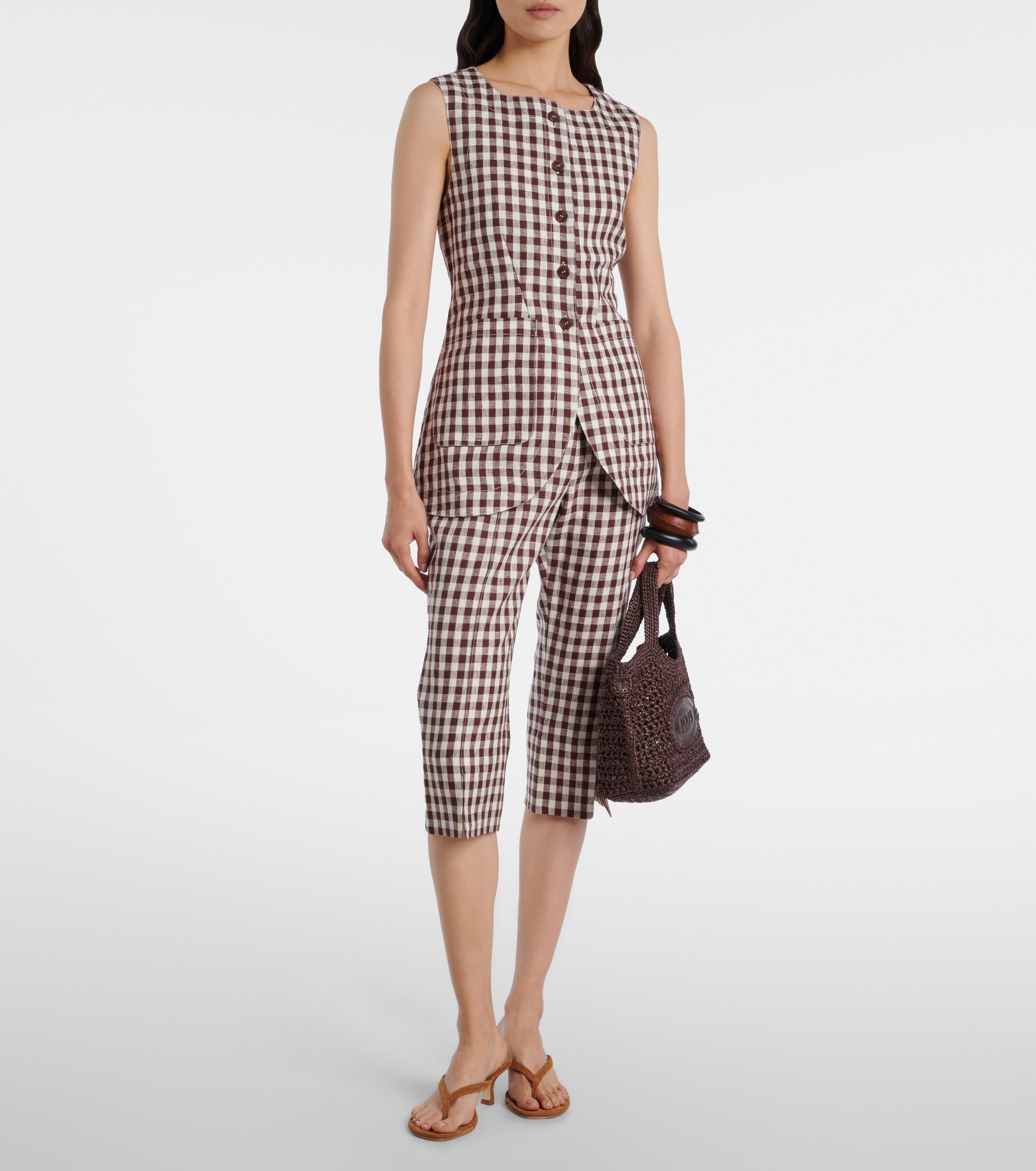 POSSE Romeo gingham linen vest 