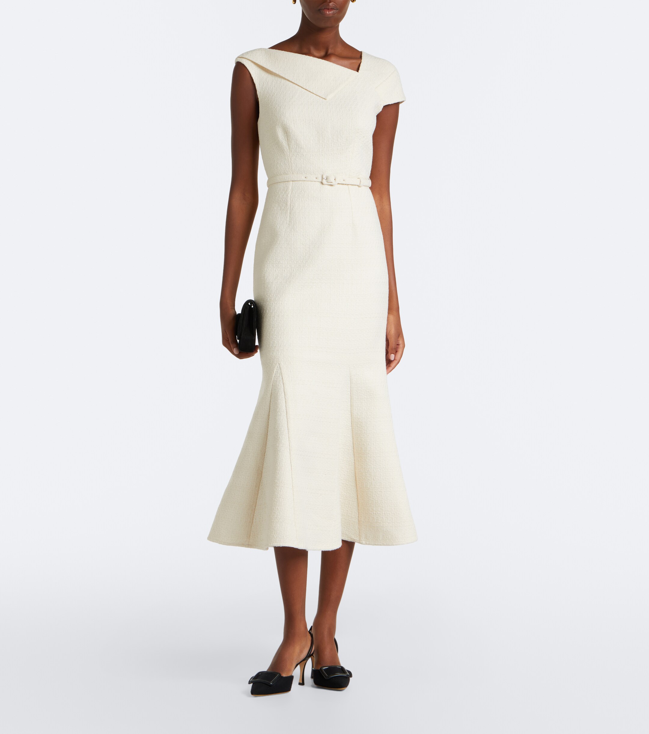 Roland Mouret Roland Mouret Belted asymmetric bouclé cocktail dress