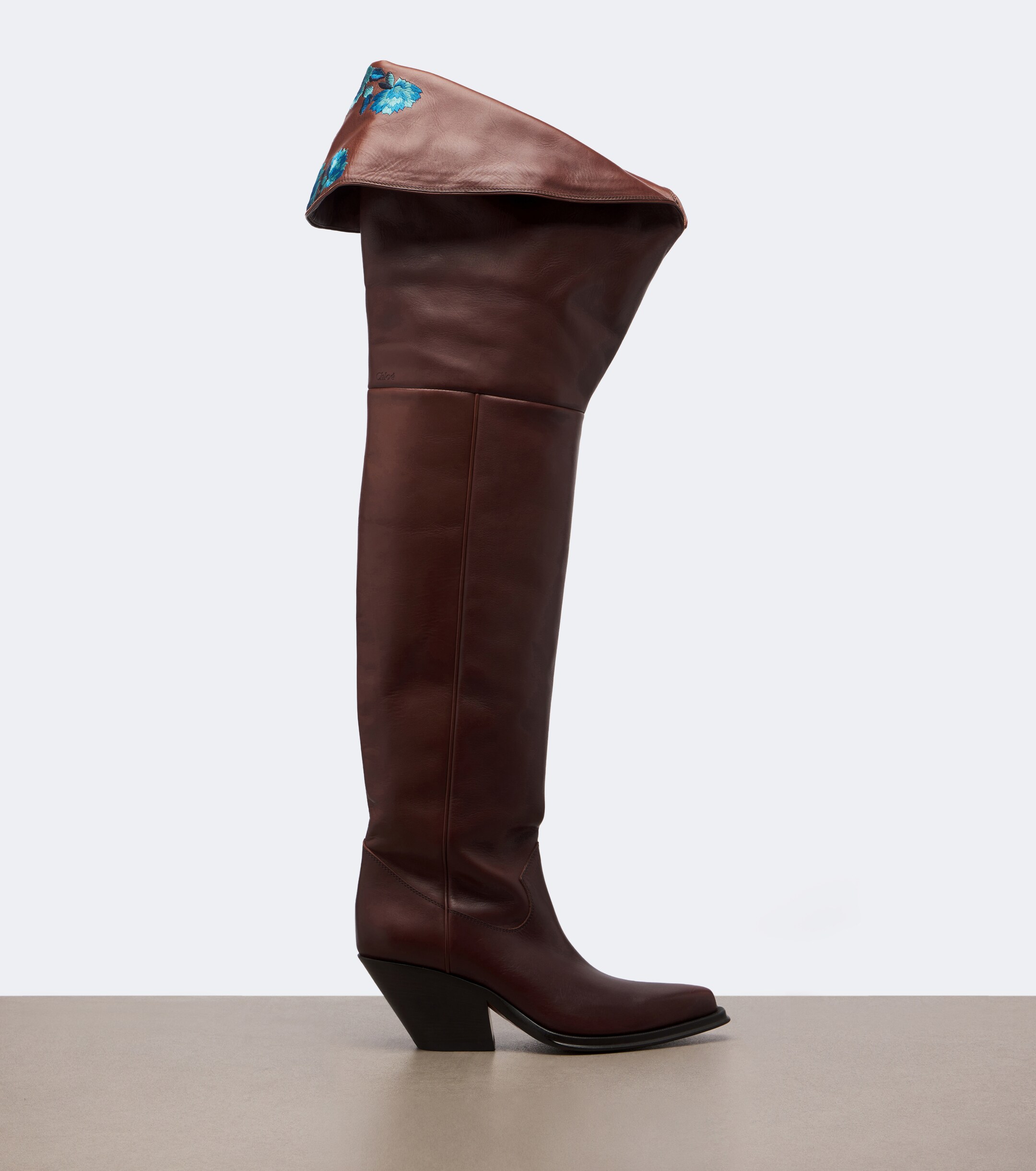 Chloé Chloé Azelan floral leather over-the-knee boots