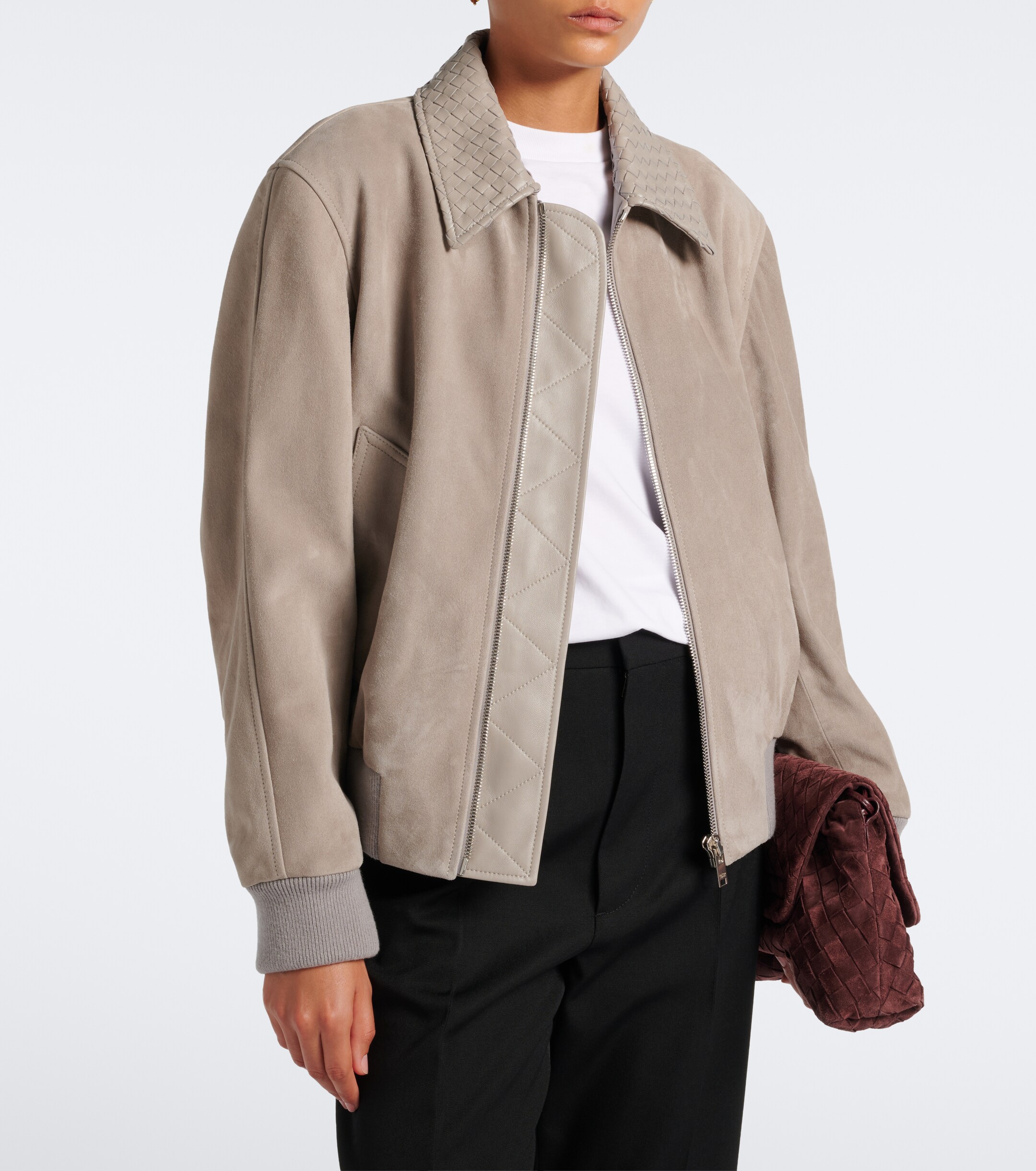 Bottega Veneta Bottega Veneta Intrecciato suede blouson jacket