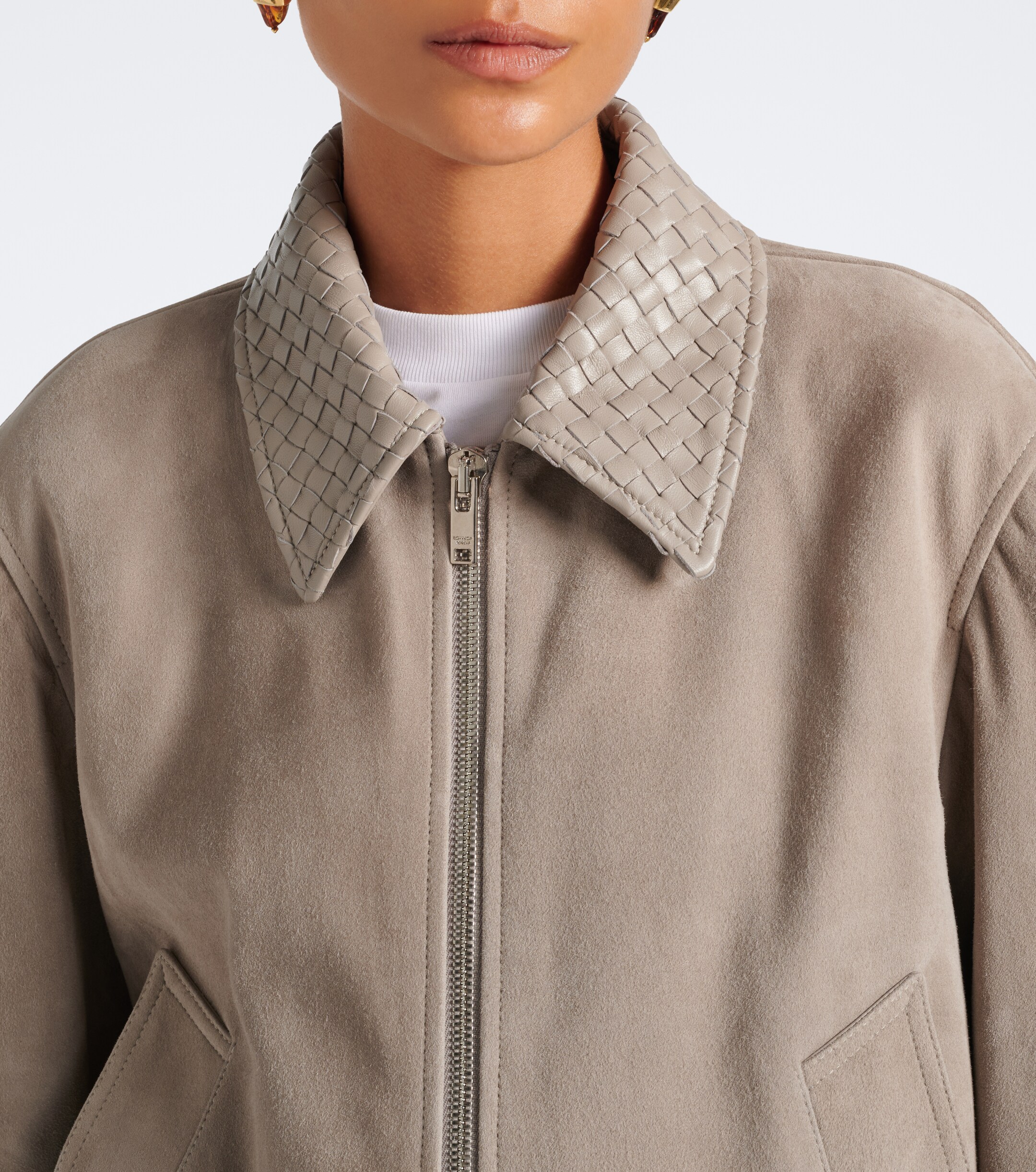 Bottega Veneta Bottega Veneta Intrecciato suede blouson jacket
