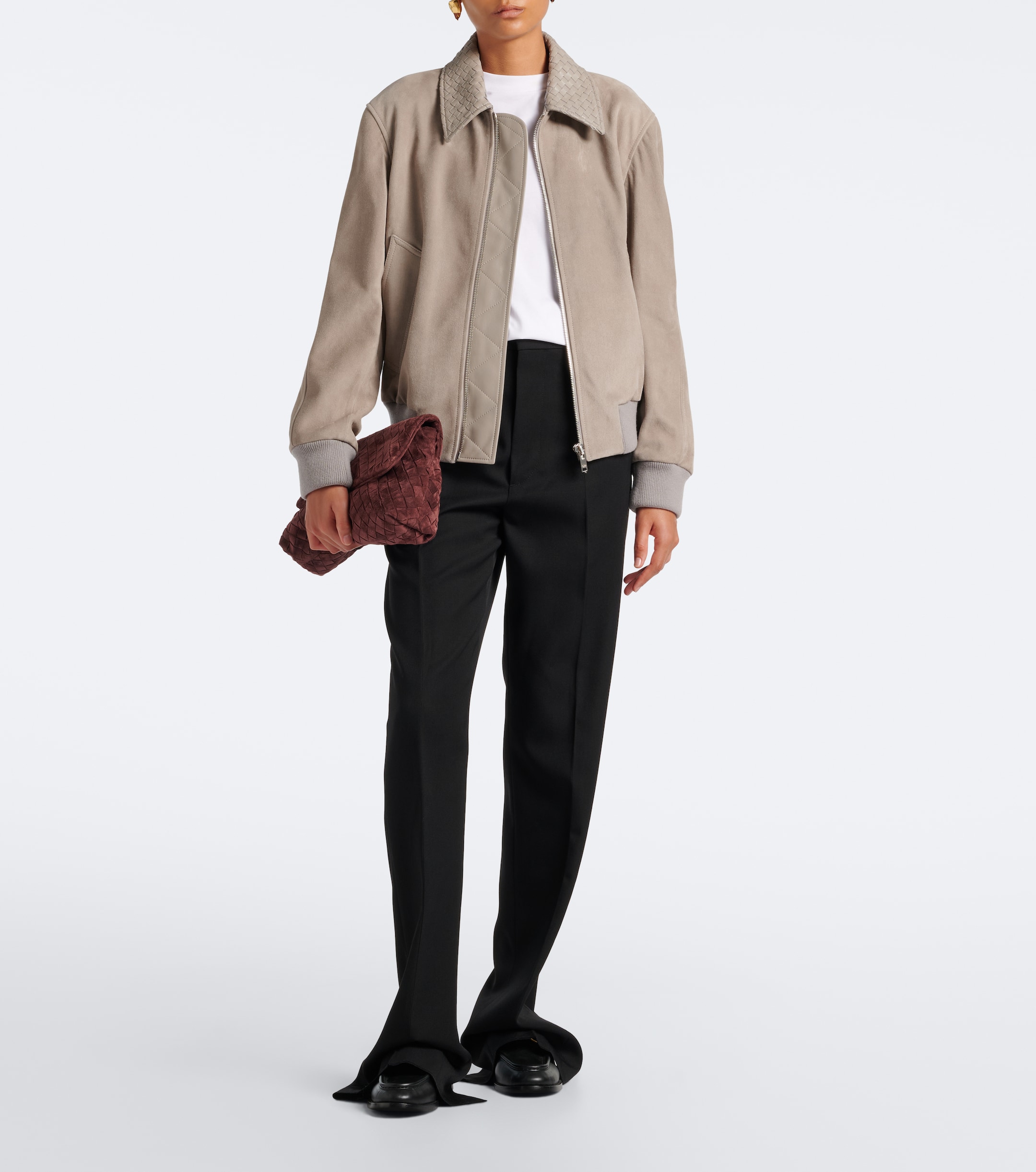Bottega Veneta Bottega Veneta Intrecciato suede blouson jacket