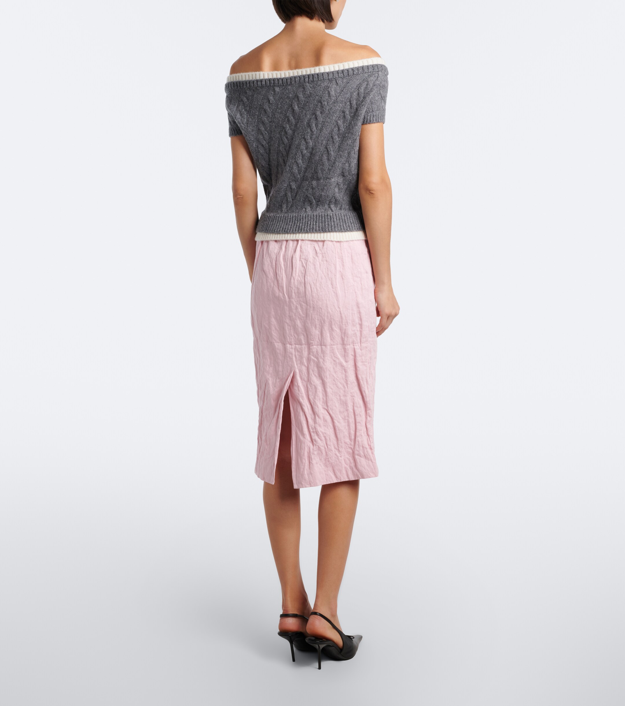 SHUSHU/TONG Shushu/Tong Bow-detail cotton-blend midi skirt