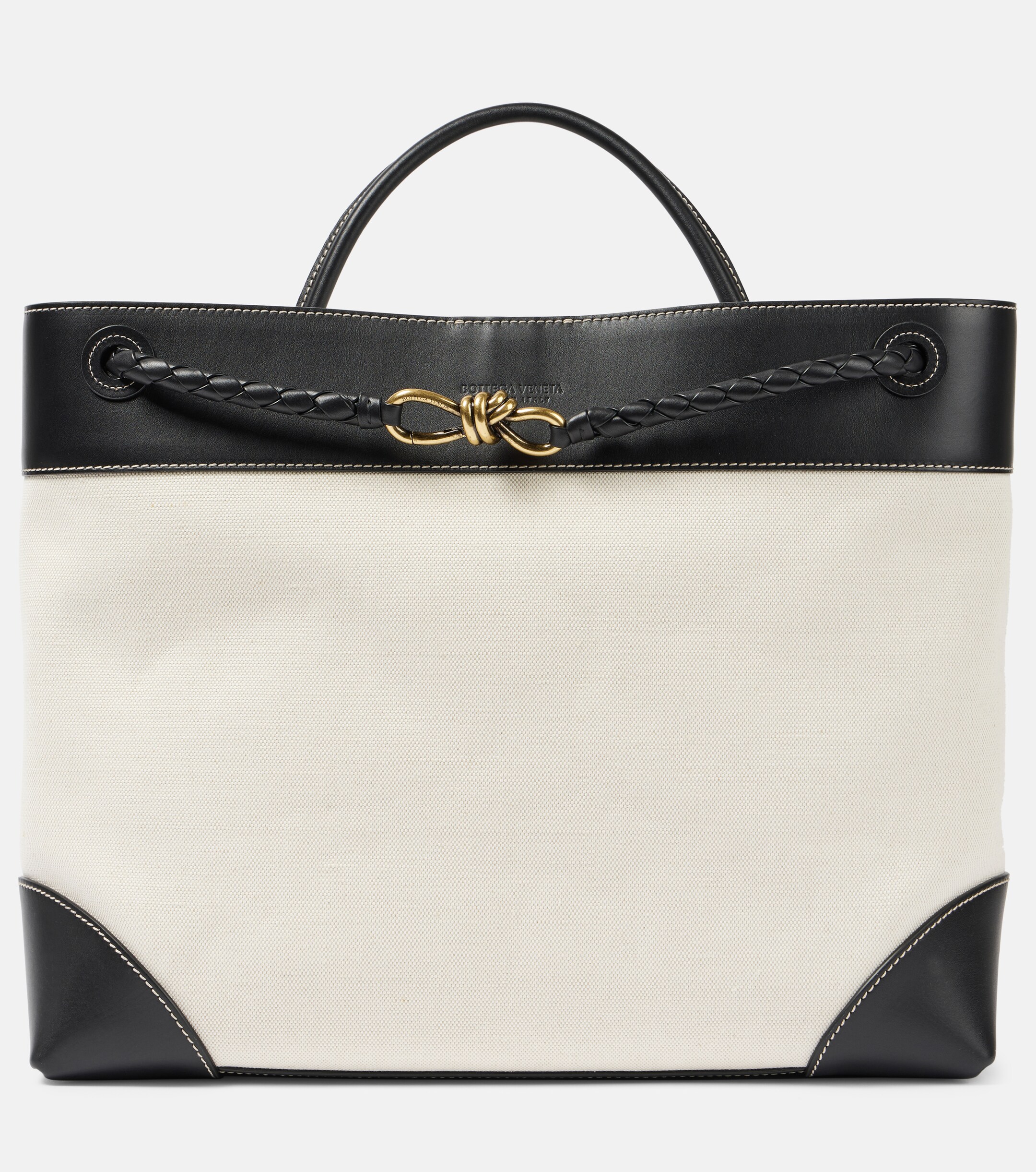 Bottega Veneta Andiamo Large leather-trimmed canvas tote bag