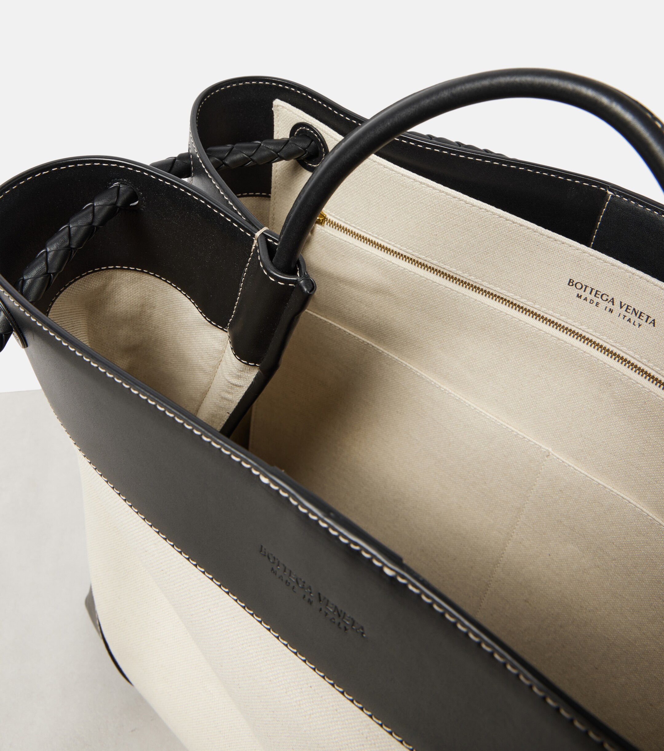Bottega Veneta Andiamo Large leather-trimmed canvas tote bag