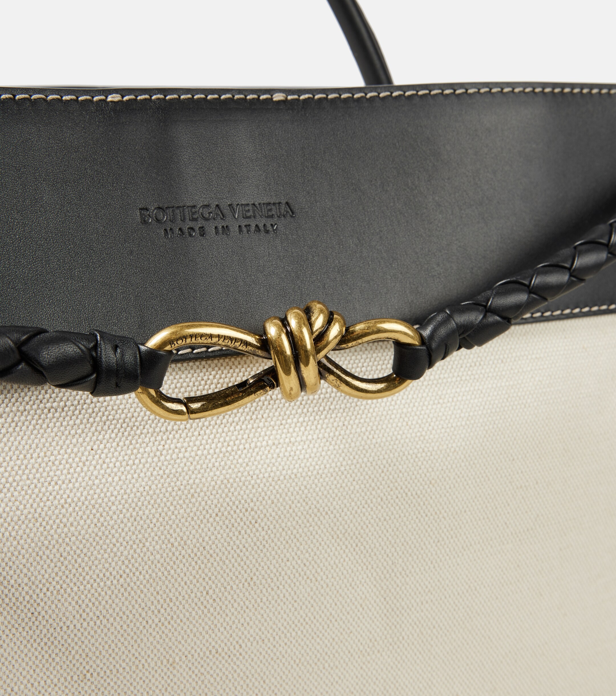 Bottega Veneta Andiamo Large leather-trimmed canvas tote bag