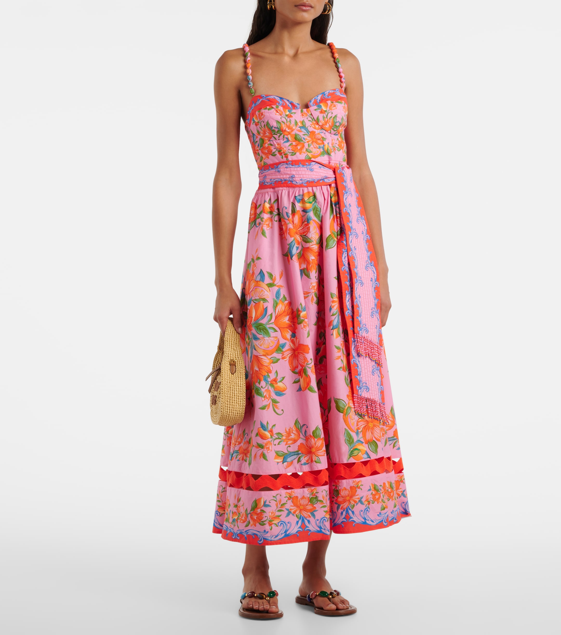 FARM Rio - Sicily Flowers cotton midi dress | Plush