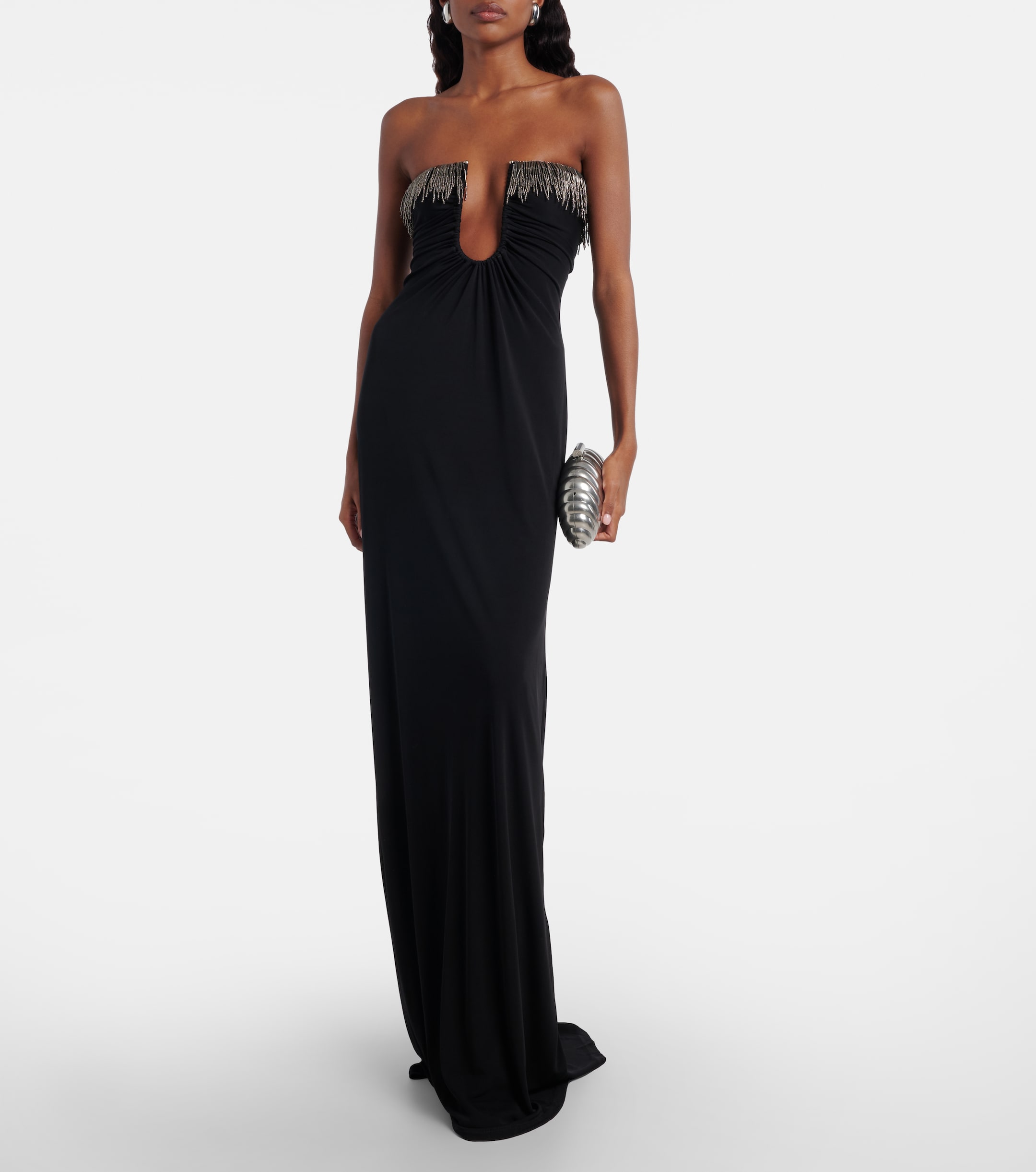 christopher esber embellished jersey maxi dress Chime wood-embellished jersey maxi dress - black