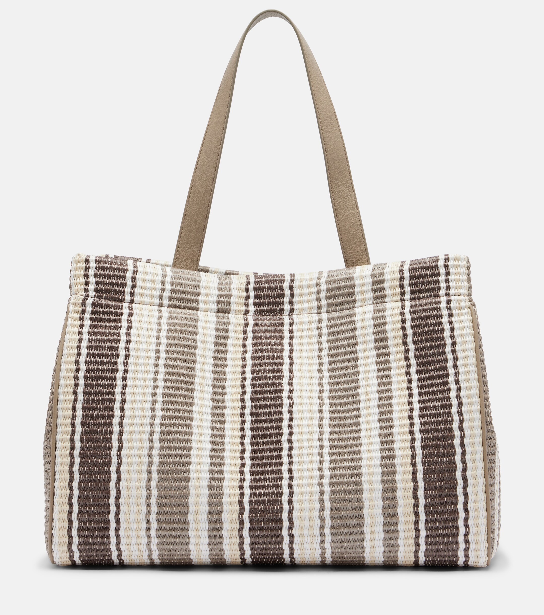 Brunello Cucinelli Monili Medium striped raffia tote bag