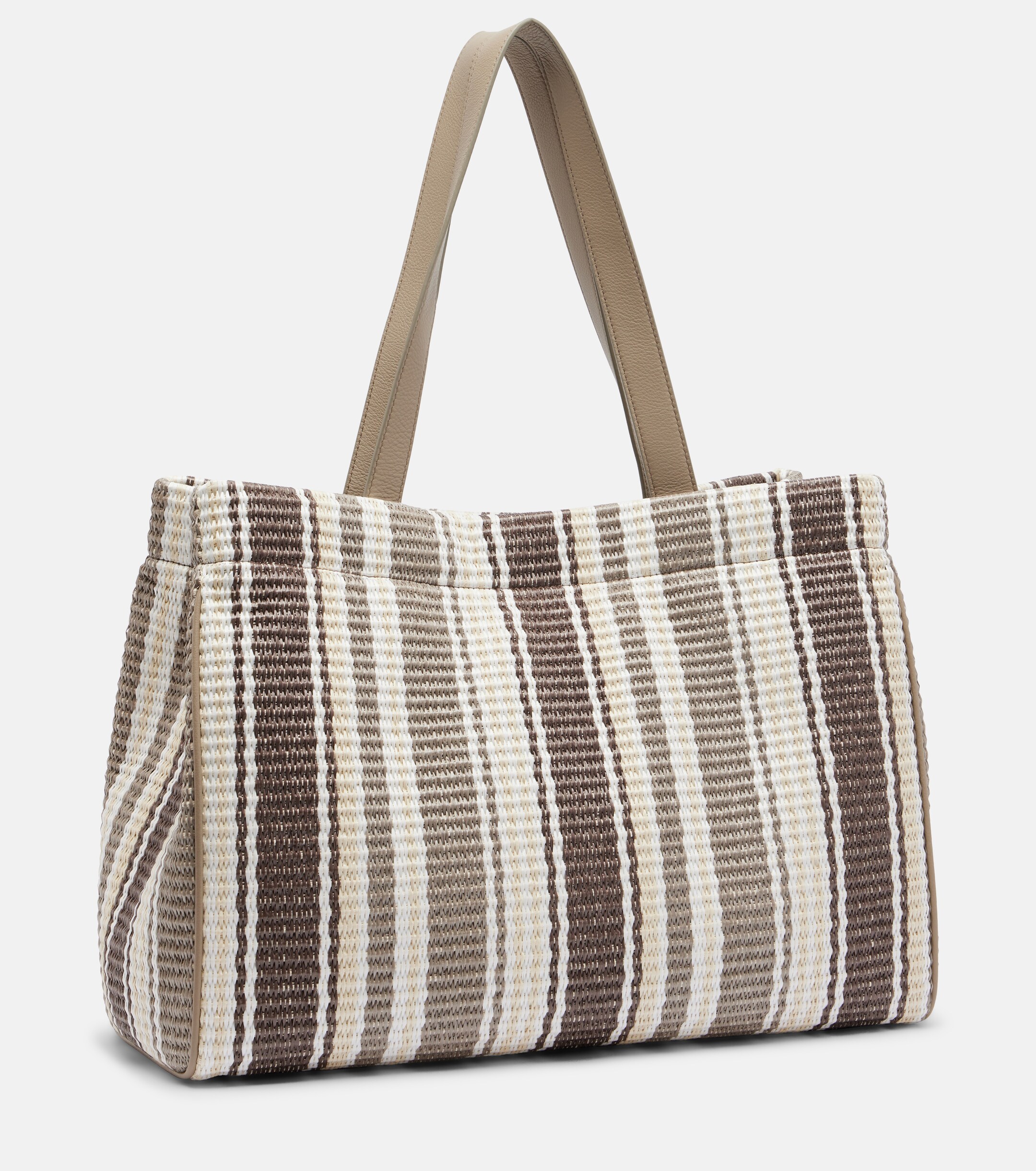 Brunello Cucinelli Monili Medium striped raffia tote bag