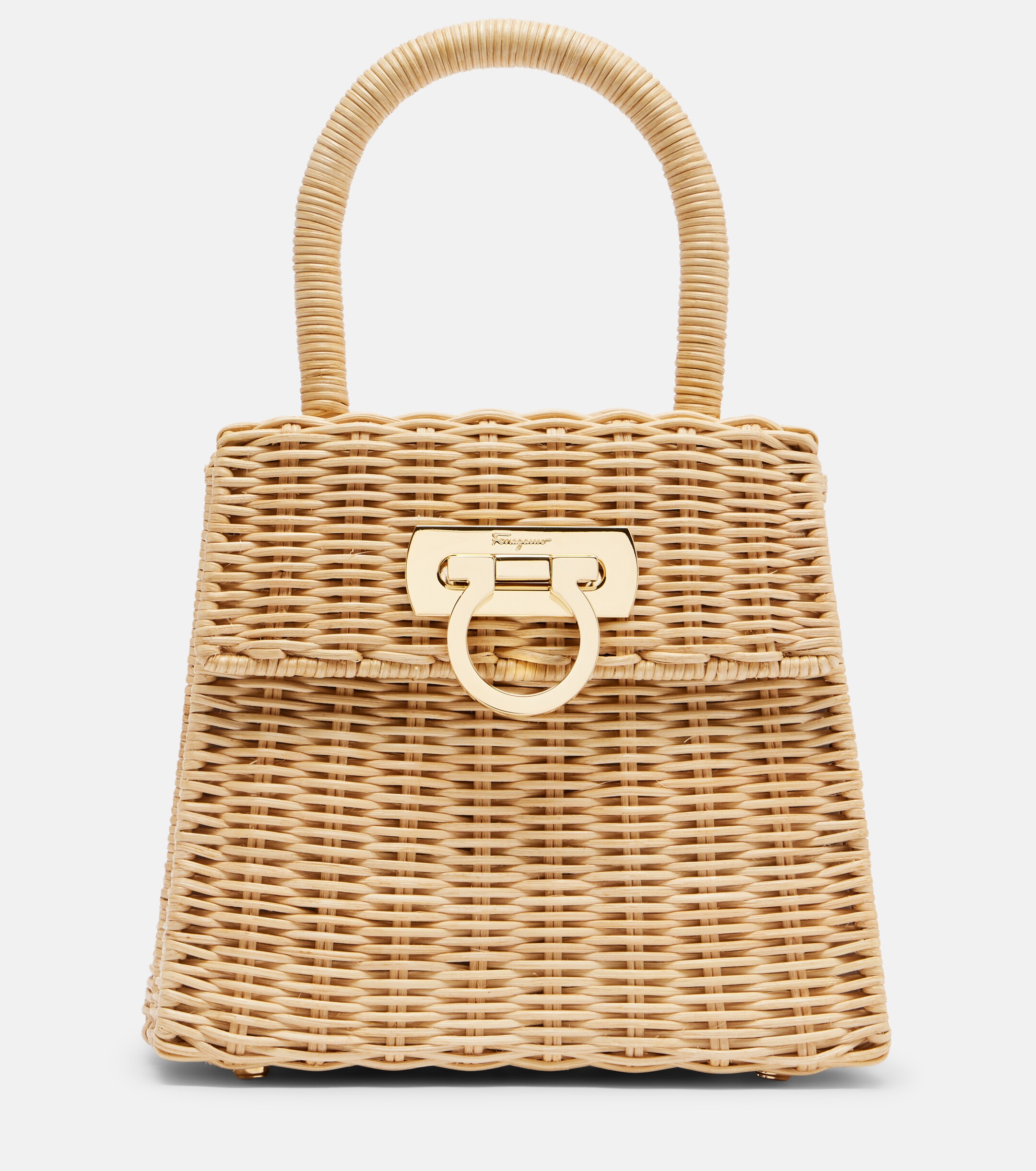 Ferragamo Small wicker top-handle bag