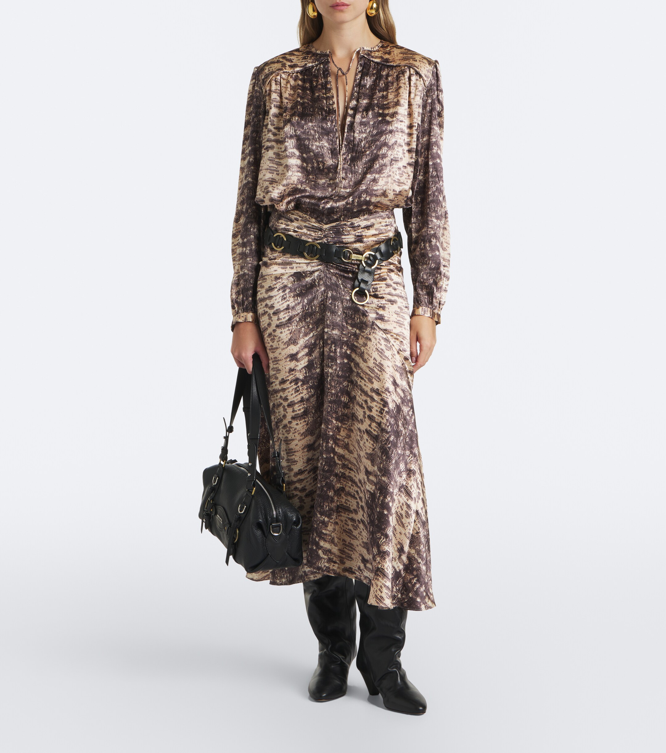 Isabel Marant Isabel Marant Laren snake-print silk satin midi skirt