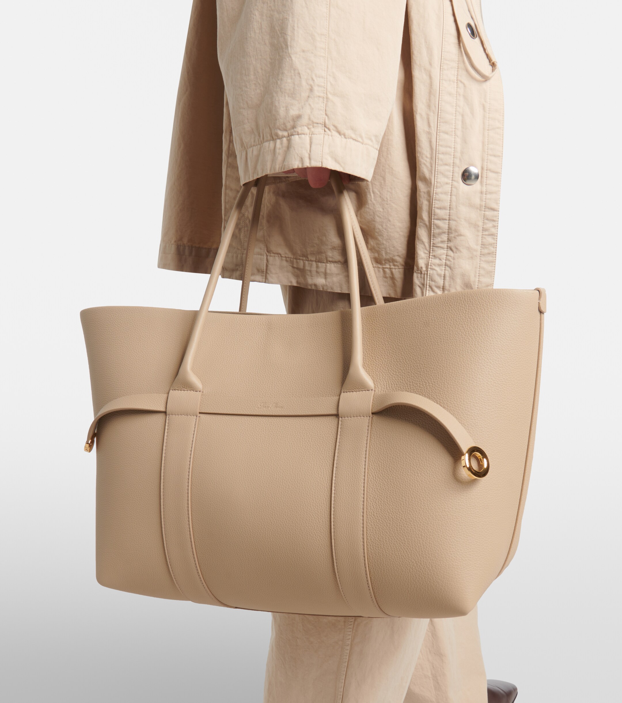 Loro Piana Ghiera Large leather tote bag