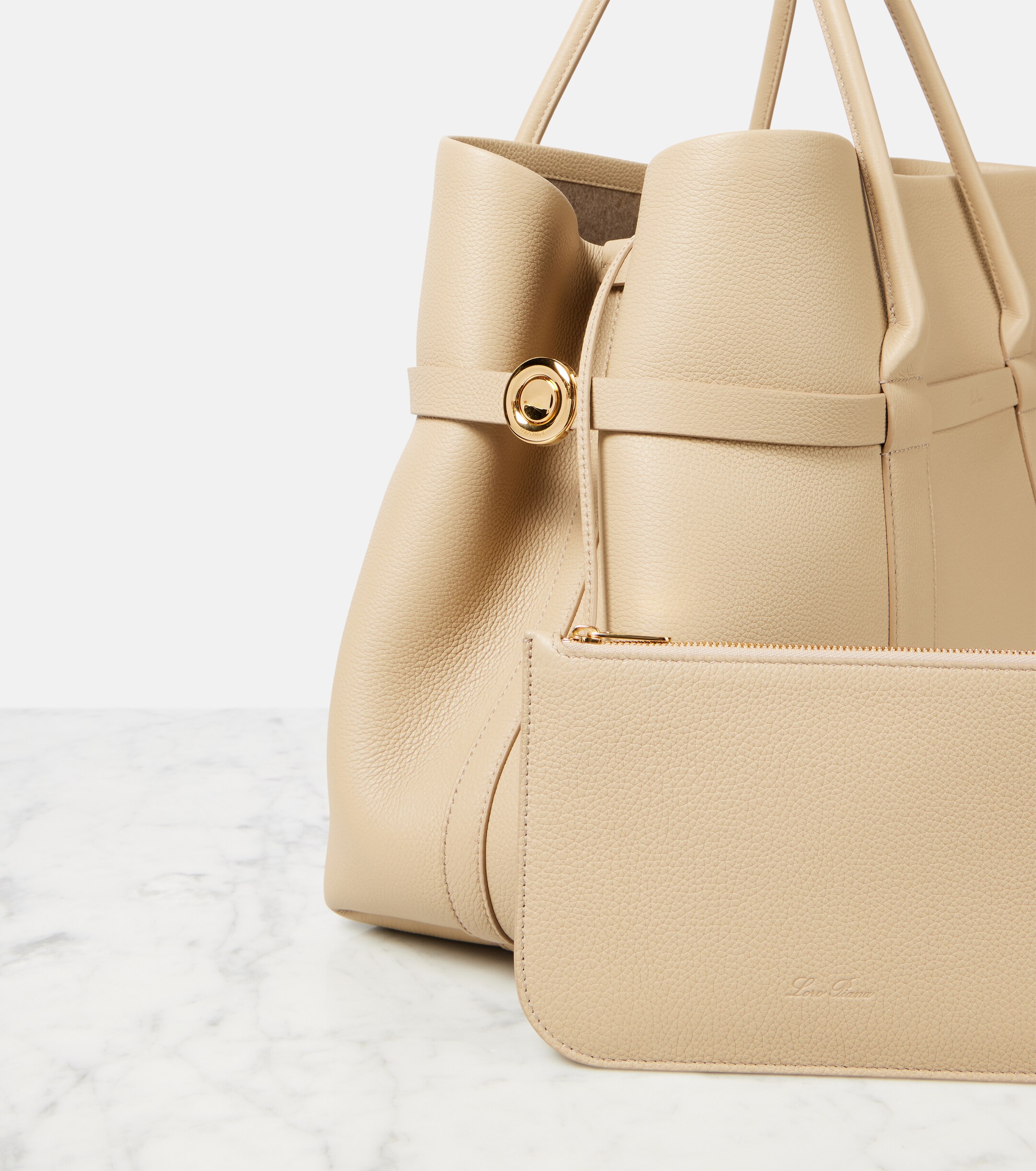 Loro Piana Ghiera Large leather tote bag