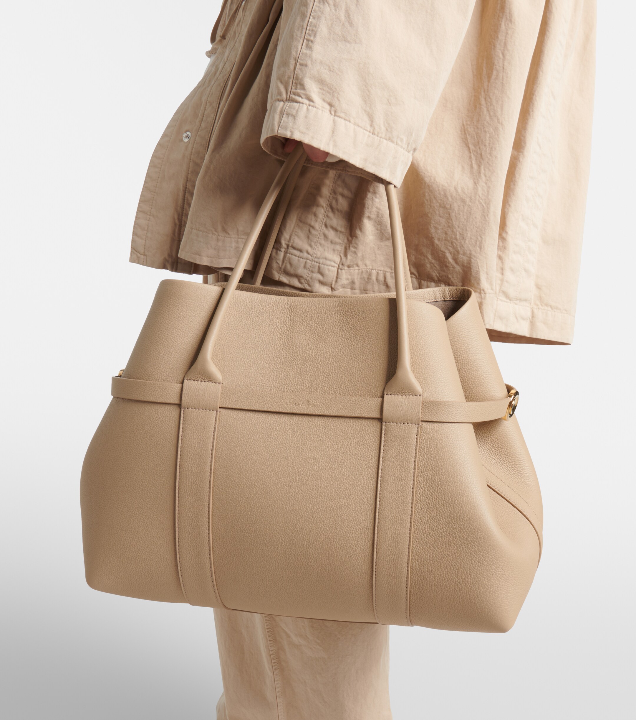 Loro Piana Ghiera Large leather tote bag