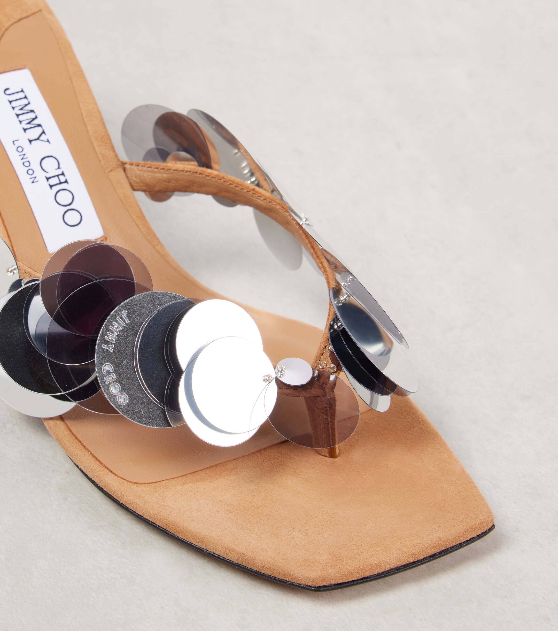 JIMMY CHOO Freja 70 sequined suede thong sandals thumbnail