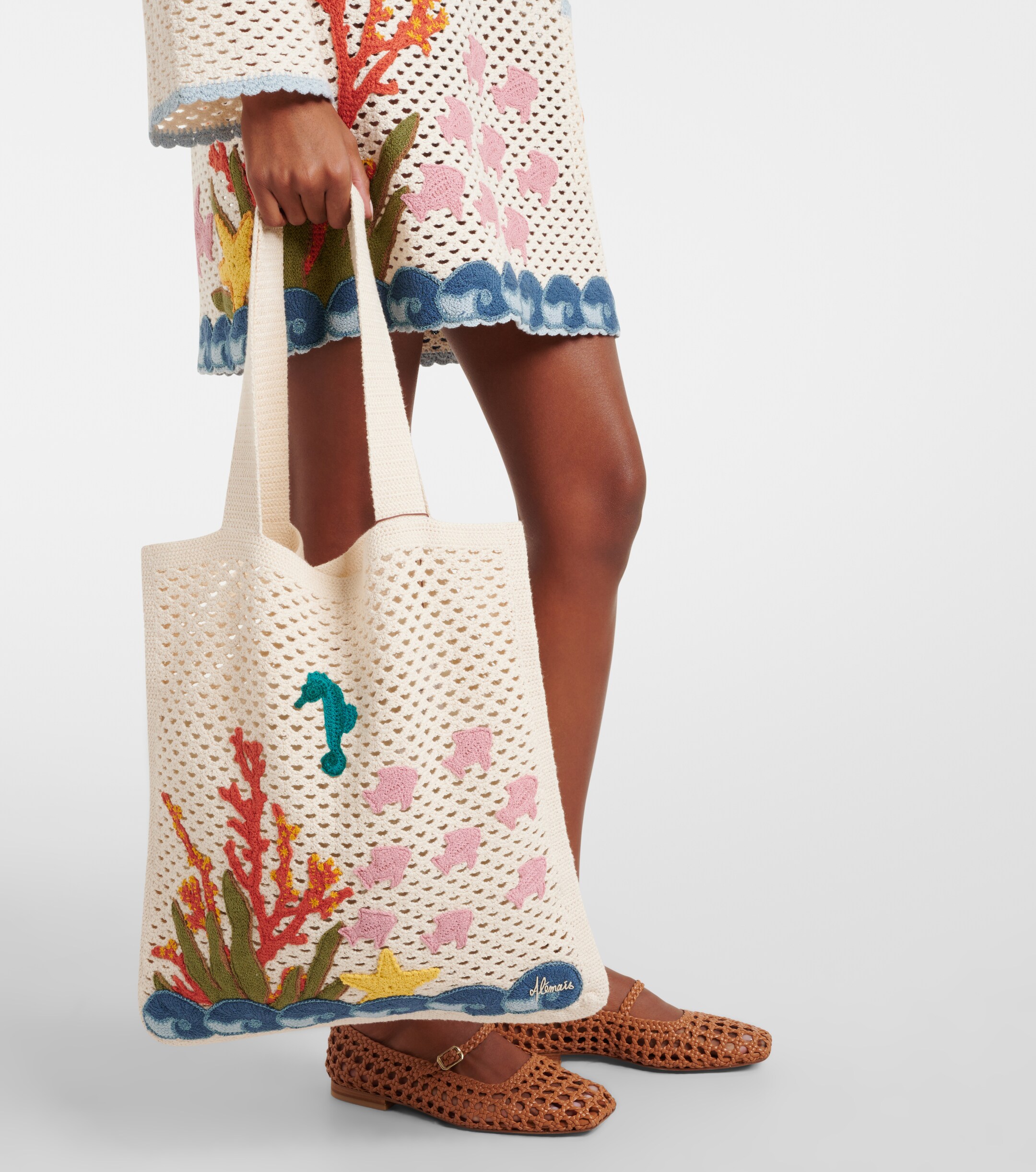 Alémais Splash appliqué crochet tote bag