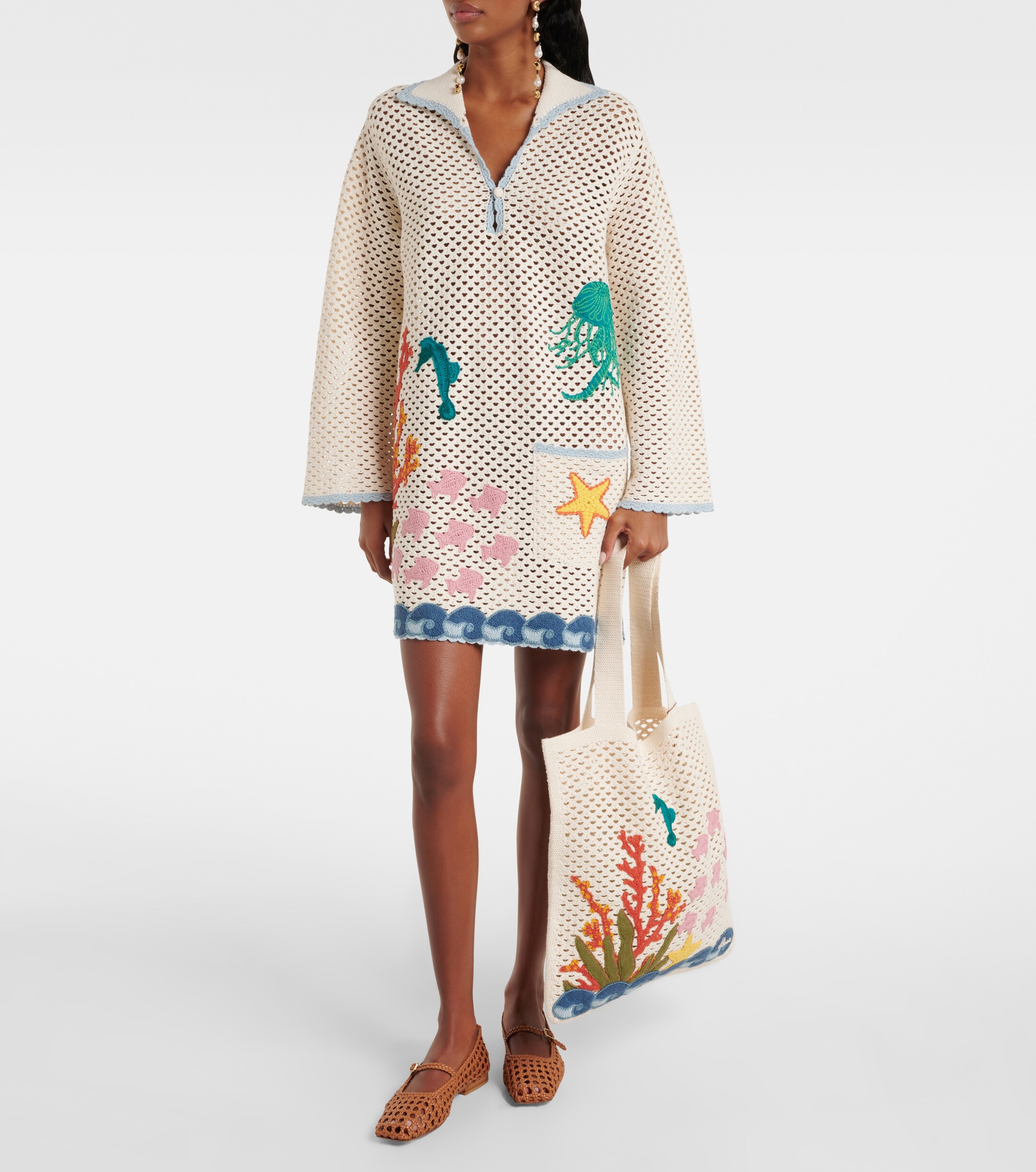 Alémais Splash appliqué crochet tote bag