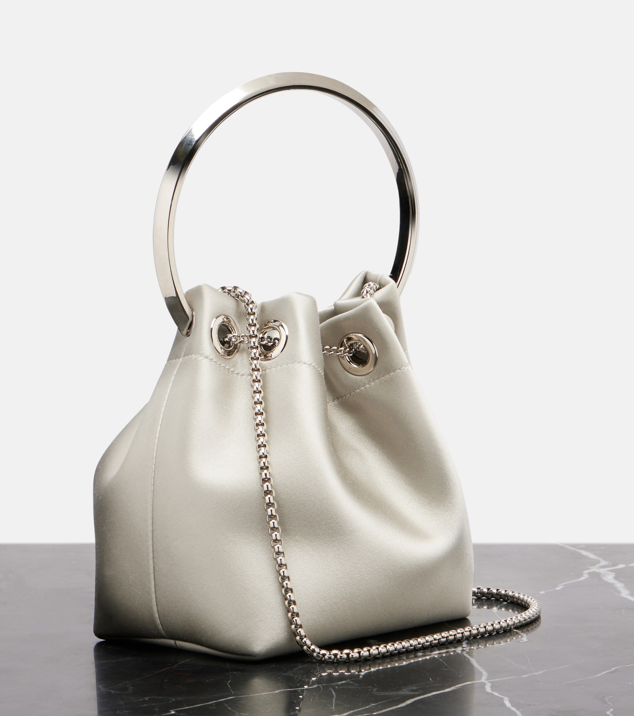 JIMMY CHOO Bon Bon satin bucket bag
