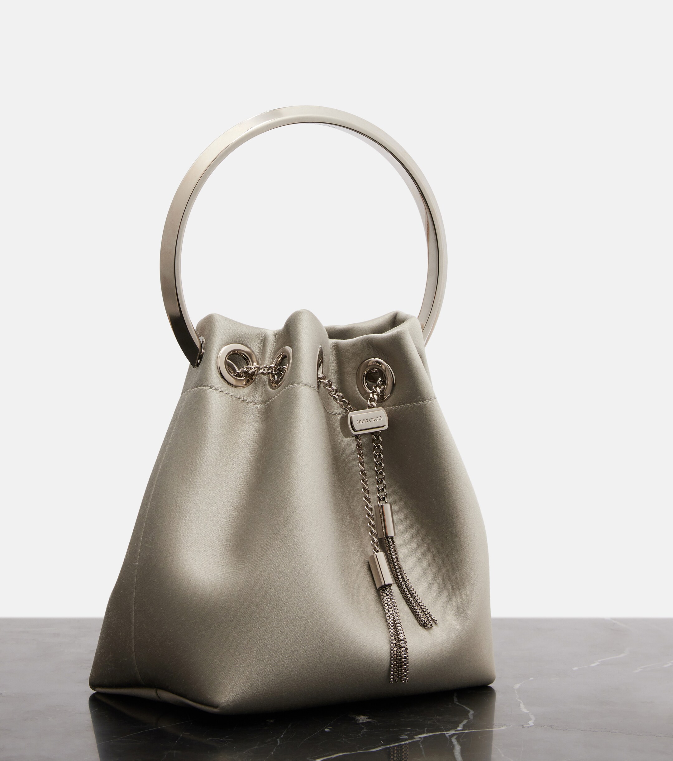 JIMMY CHOO Bon Bon satin bucket bag
