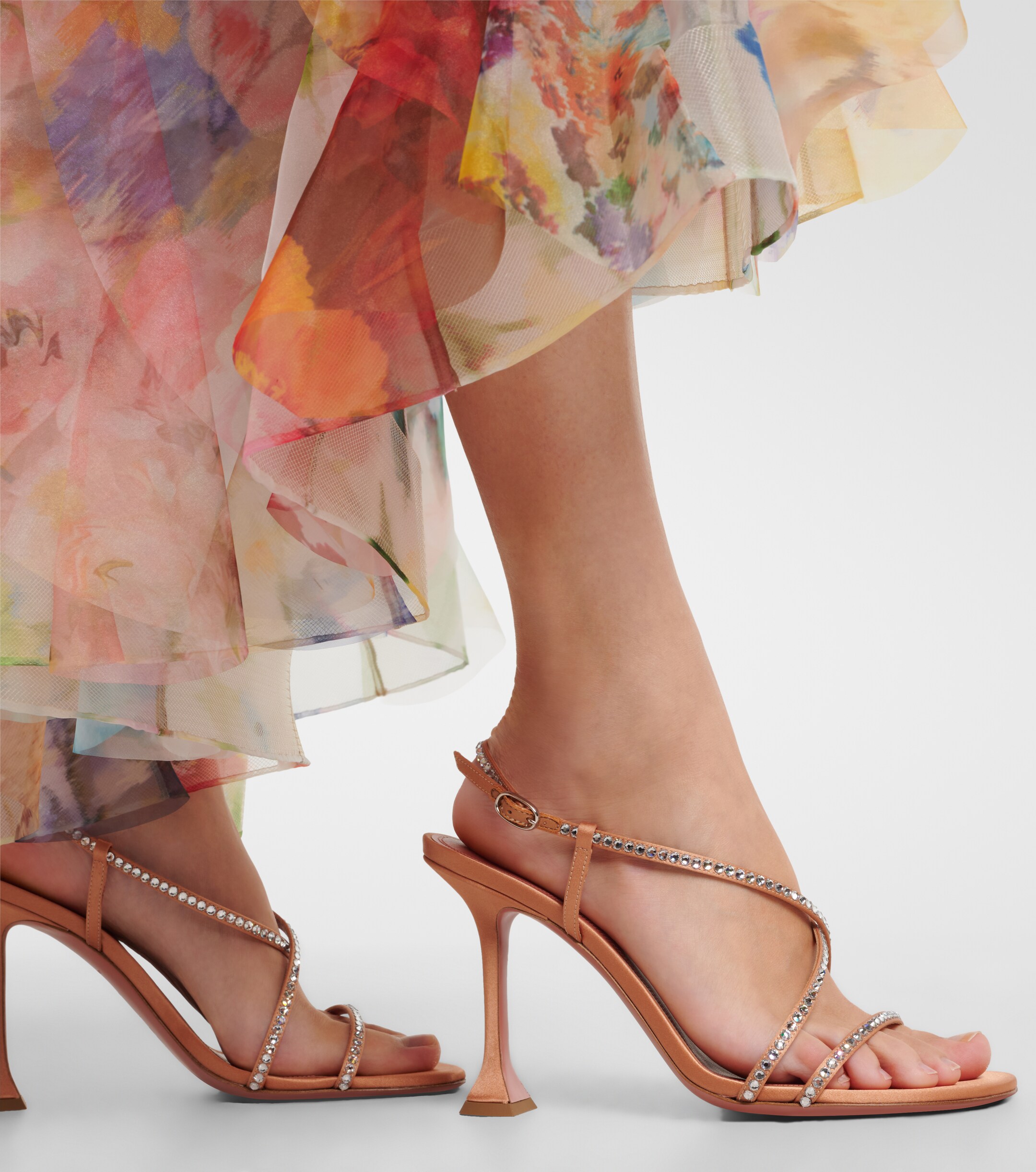 AMINA MUADDI Amina Muaddi Sally crystal-embellished satin sandals